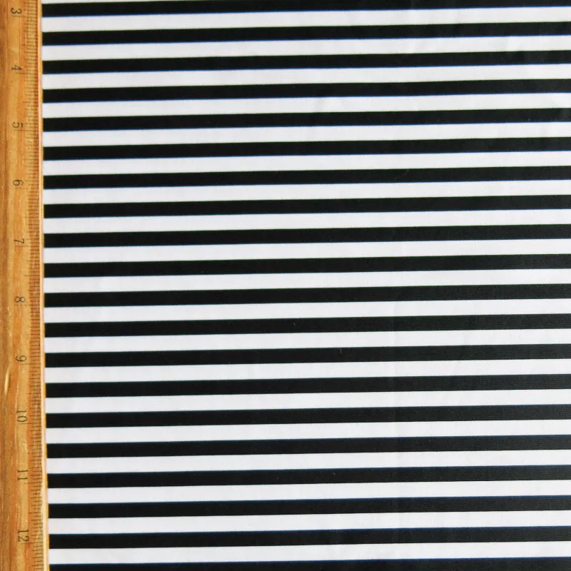 Classic Black and White 1/4" Stripe Nylon Spandex Swimsuit Fabric
