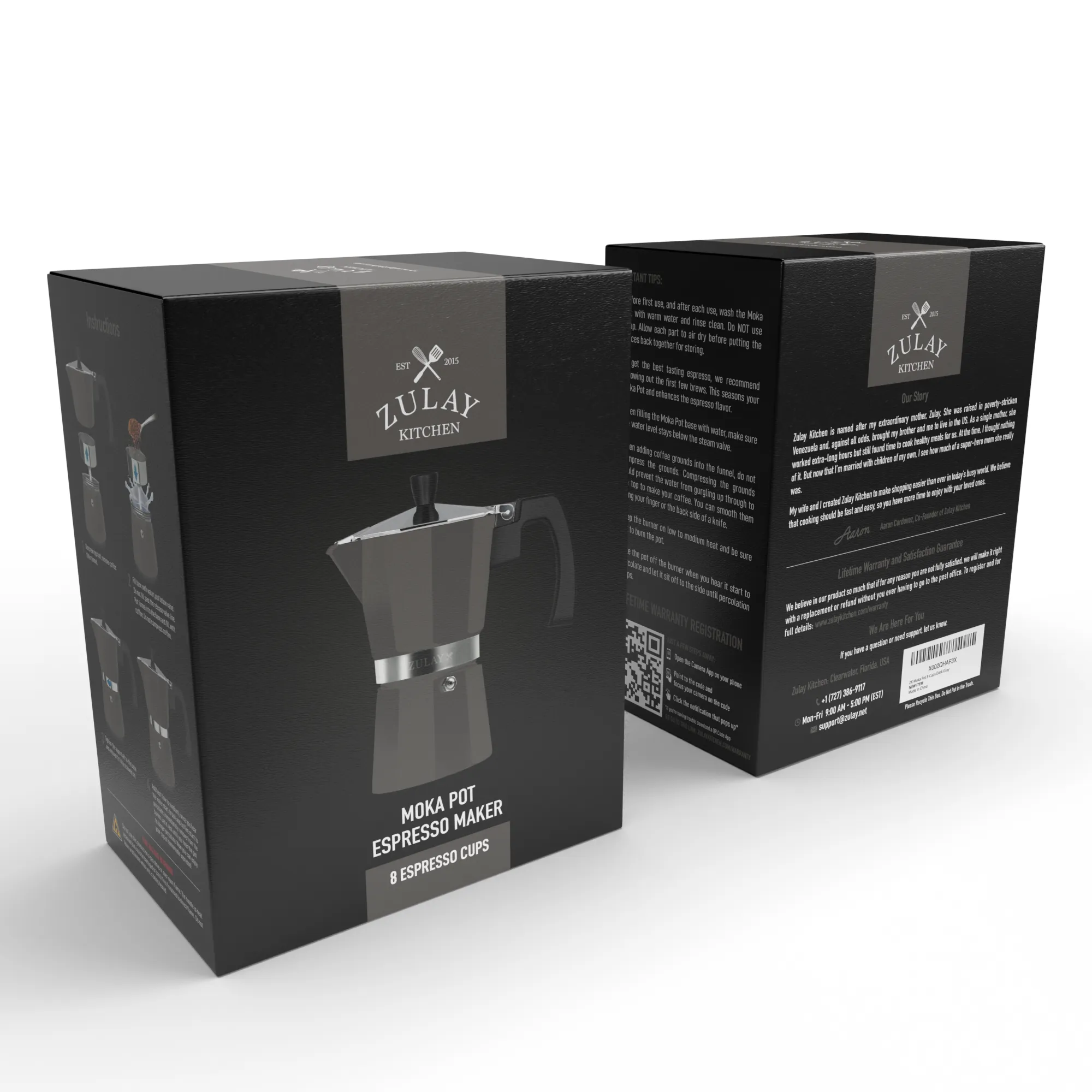 Classic Stovetop Espresso Cup Moka Pot: 5 cup - Dark Gray
