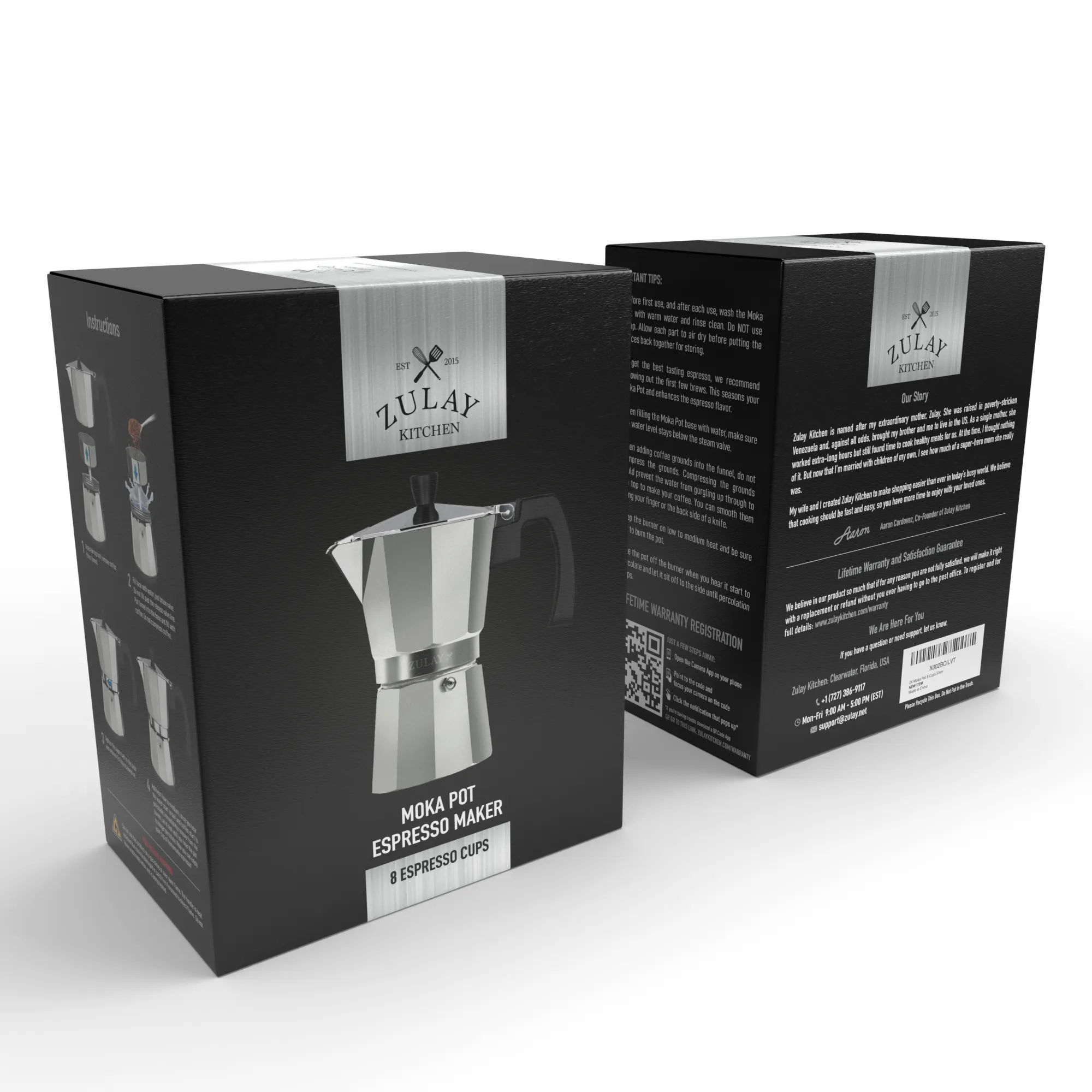 Classic Stovetop Espresso Cup Moka Pot: 5 cup - Dark Gray