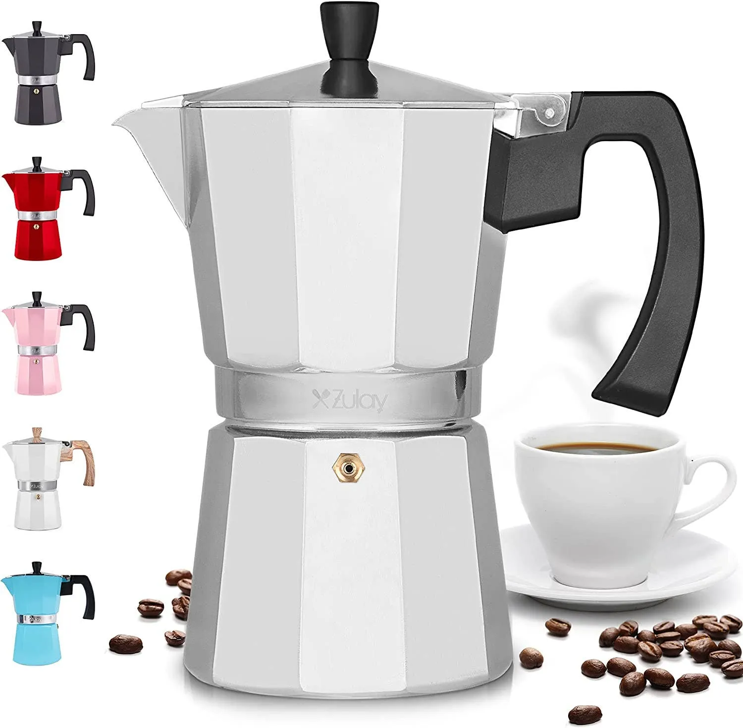 Classic Stovetop Espresso Cup Moka Pot: 5 cup - Dark Gray