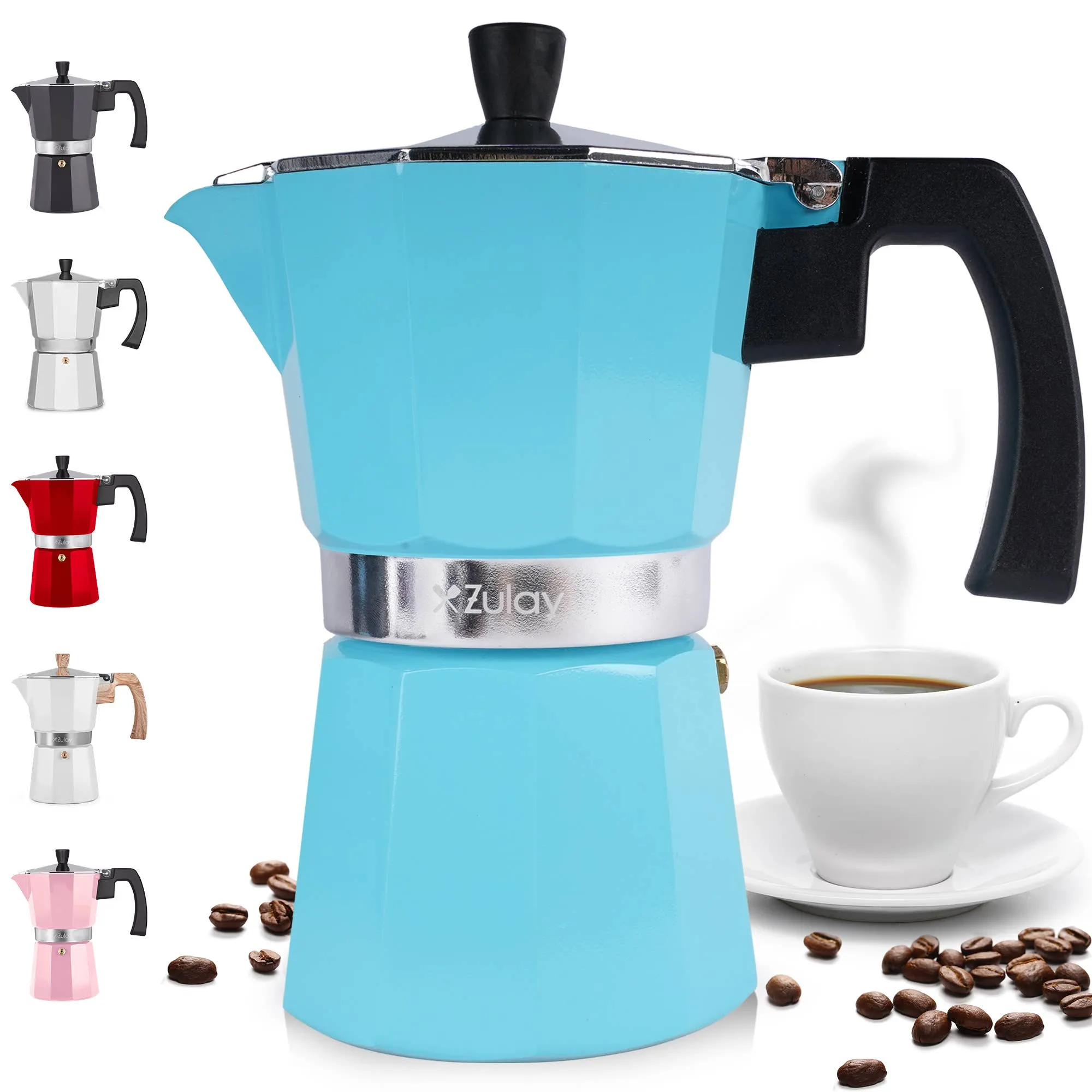 Classic Stovetop Espresso Cup Moka Pot: 5 cup - Dark Gray