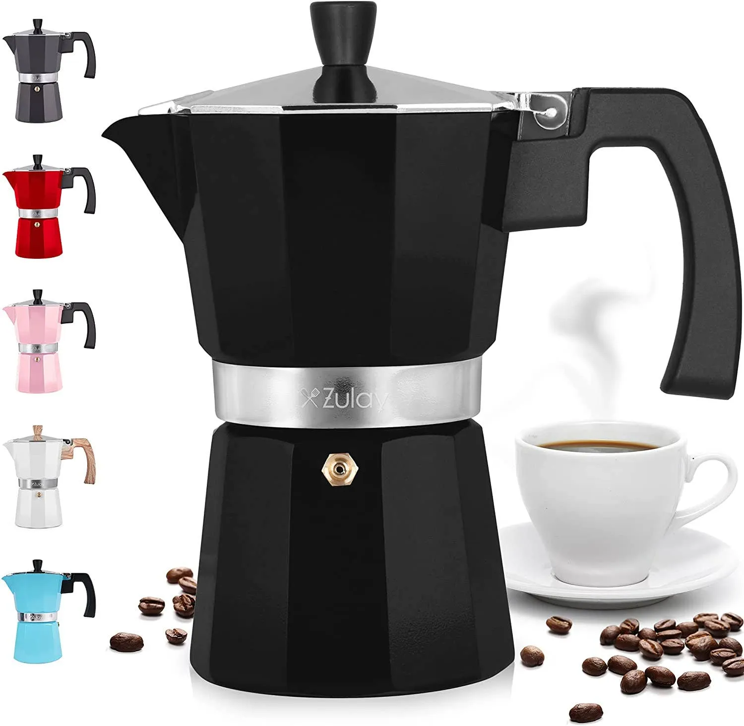 Classic Stovetop Espresso Cup Moka Pot: 5 cup - Dark Gray