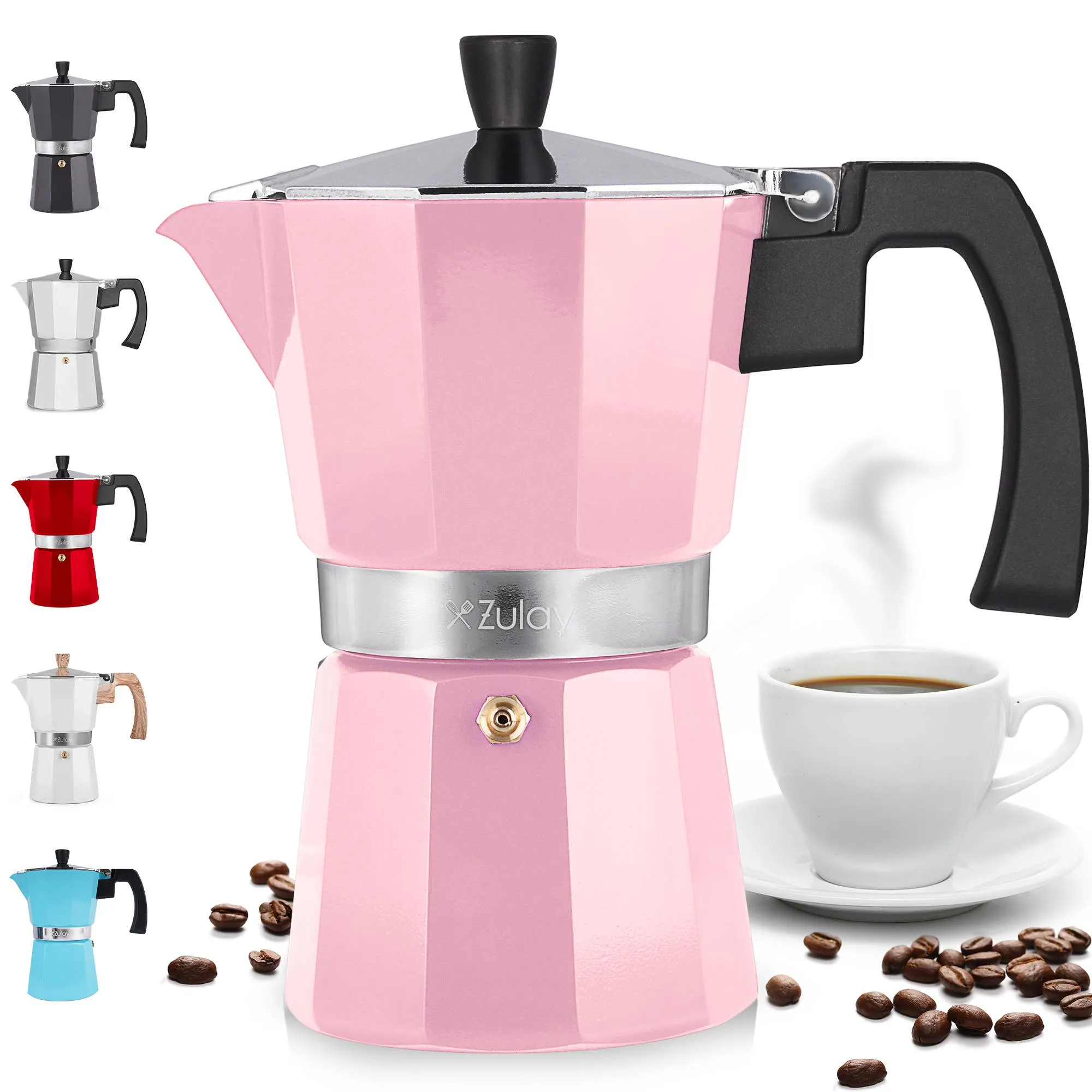 Classic Stovetop Espresso Cup Moka Pot: 5 cup - Dark Gray