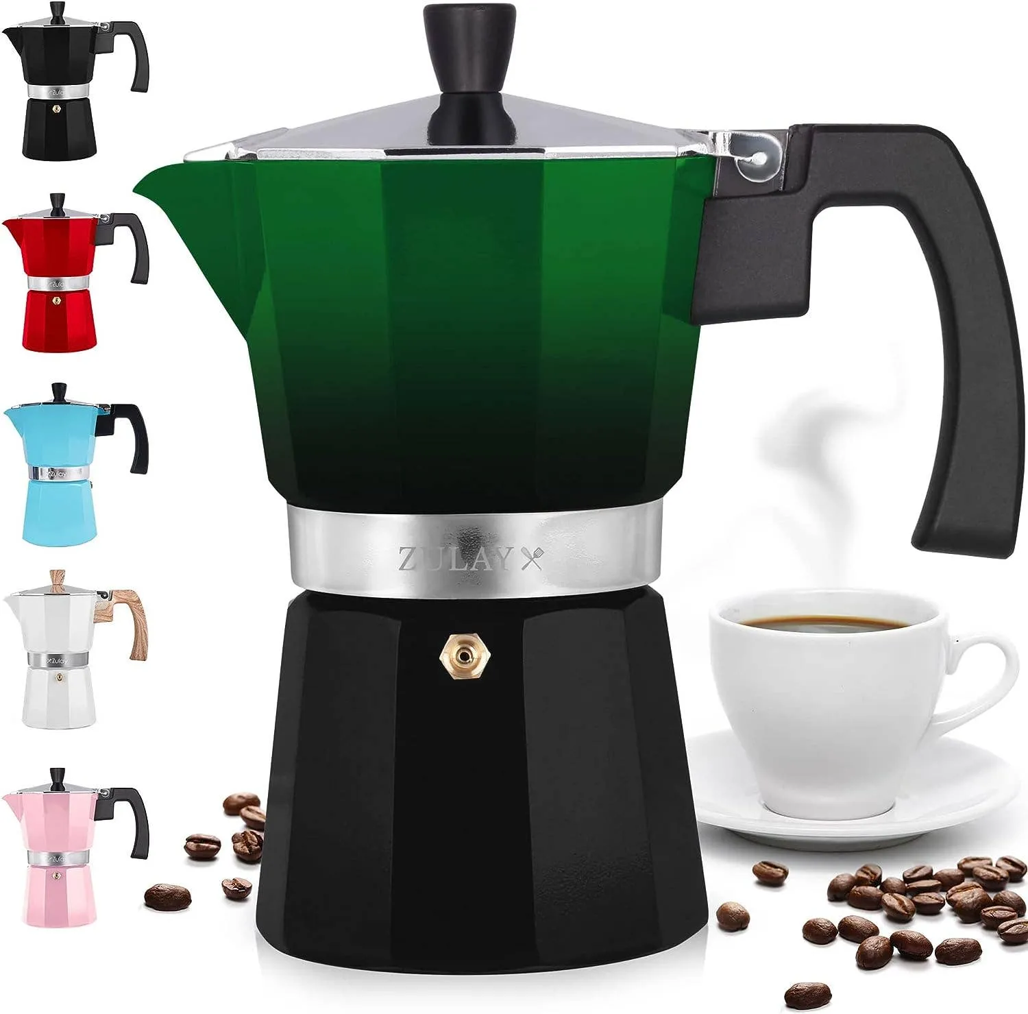 Classic Stovetop Espresso Cup Moka Pot: 5 cup - Dark Gray