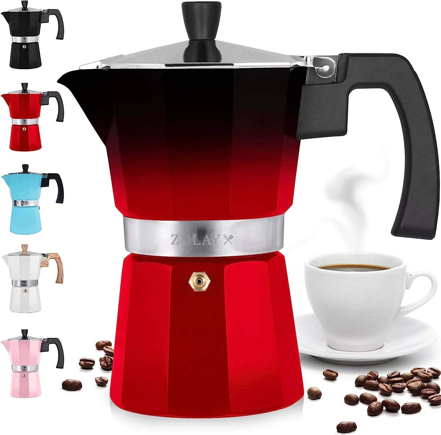 Classic Stovetop Espresso Cup Moka Pot: 5 cup - Dark Gray