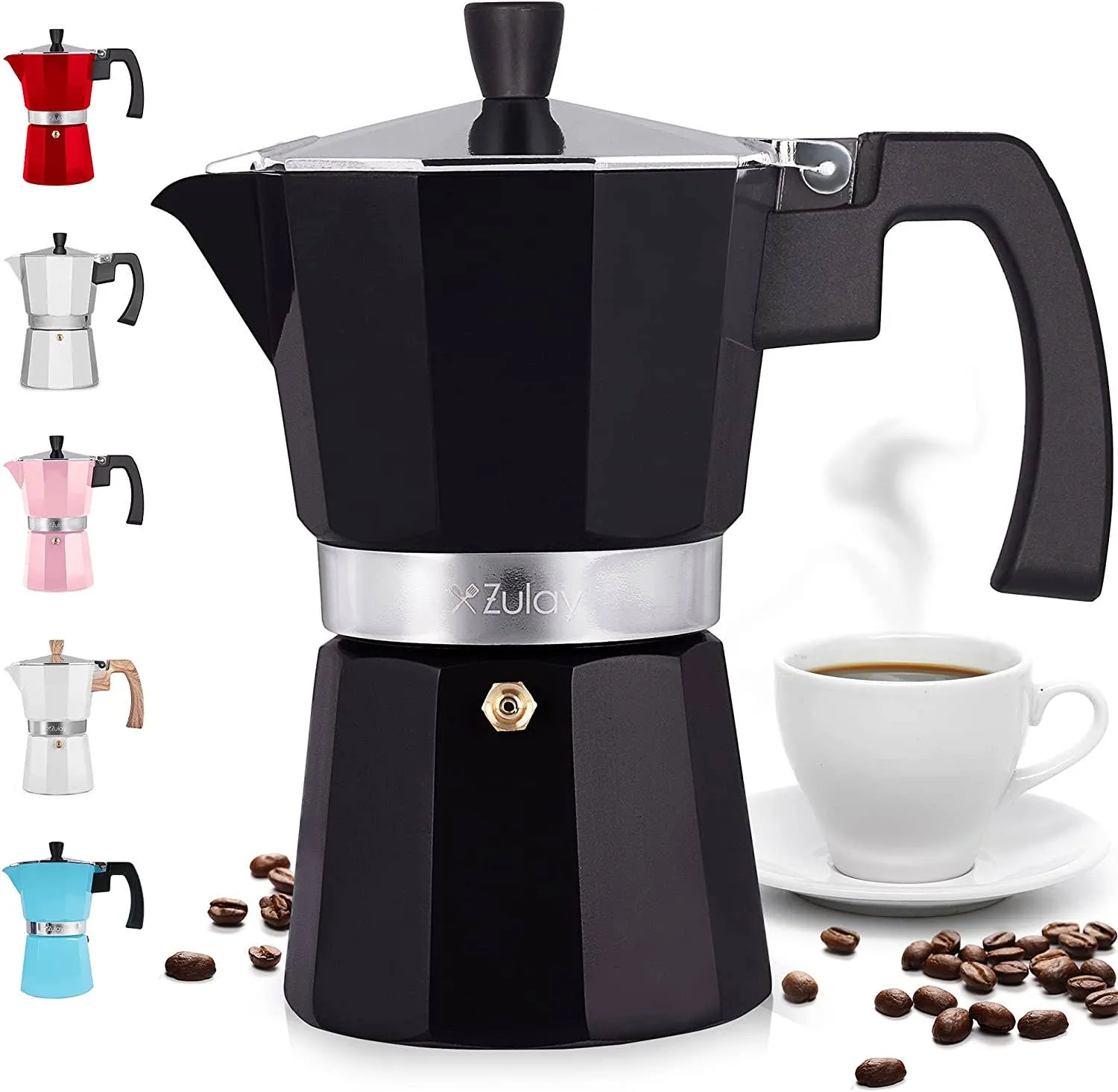 Classic Stovetop Espresso Cup Moka Pot: 5 cup - Dark Gray