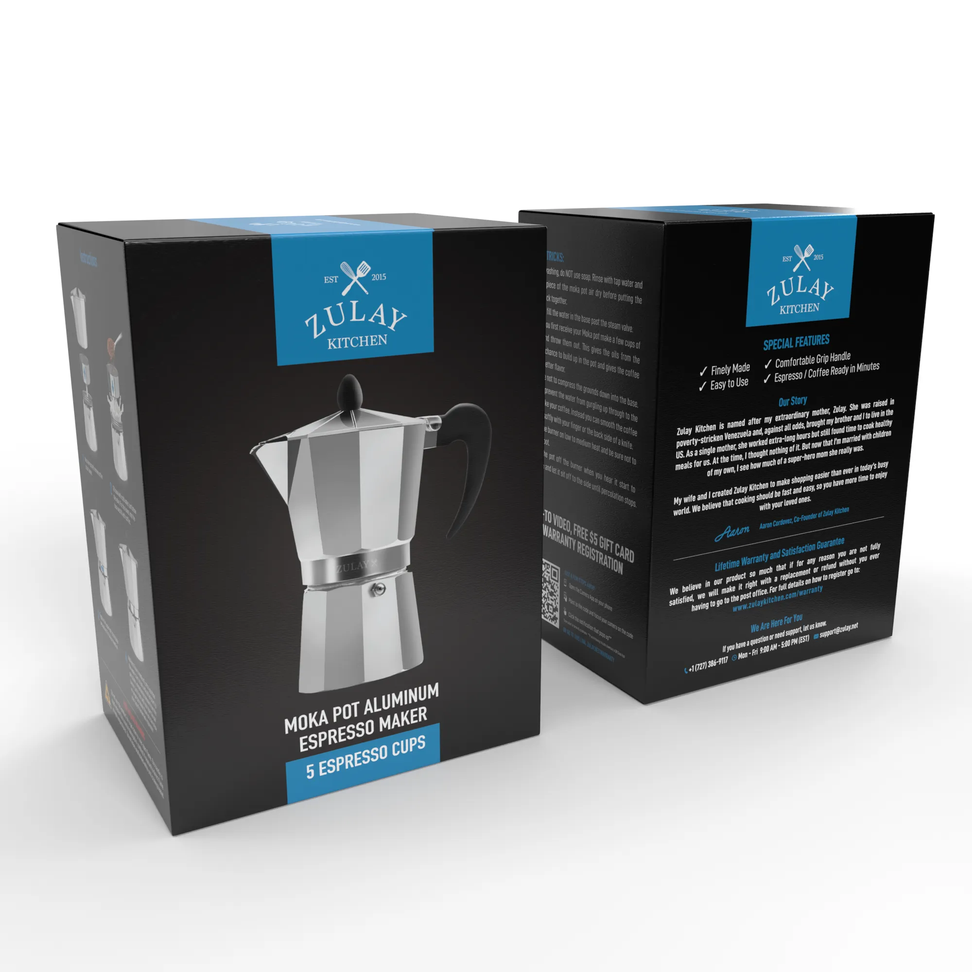 Classic Stovetop Espresso Cup Moka Pot: 5 cup - Dark Gray