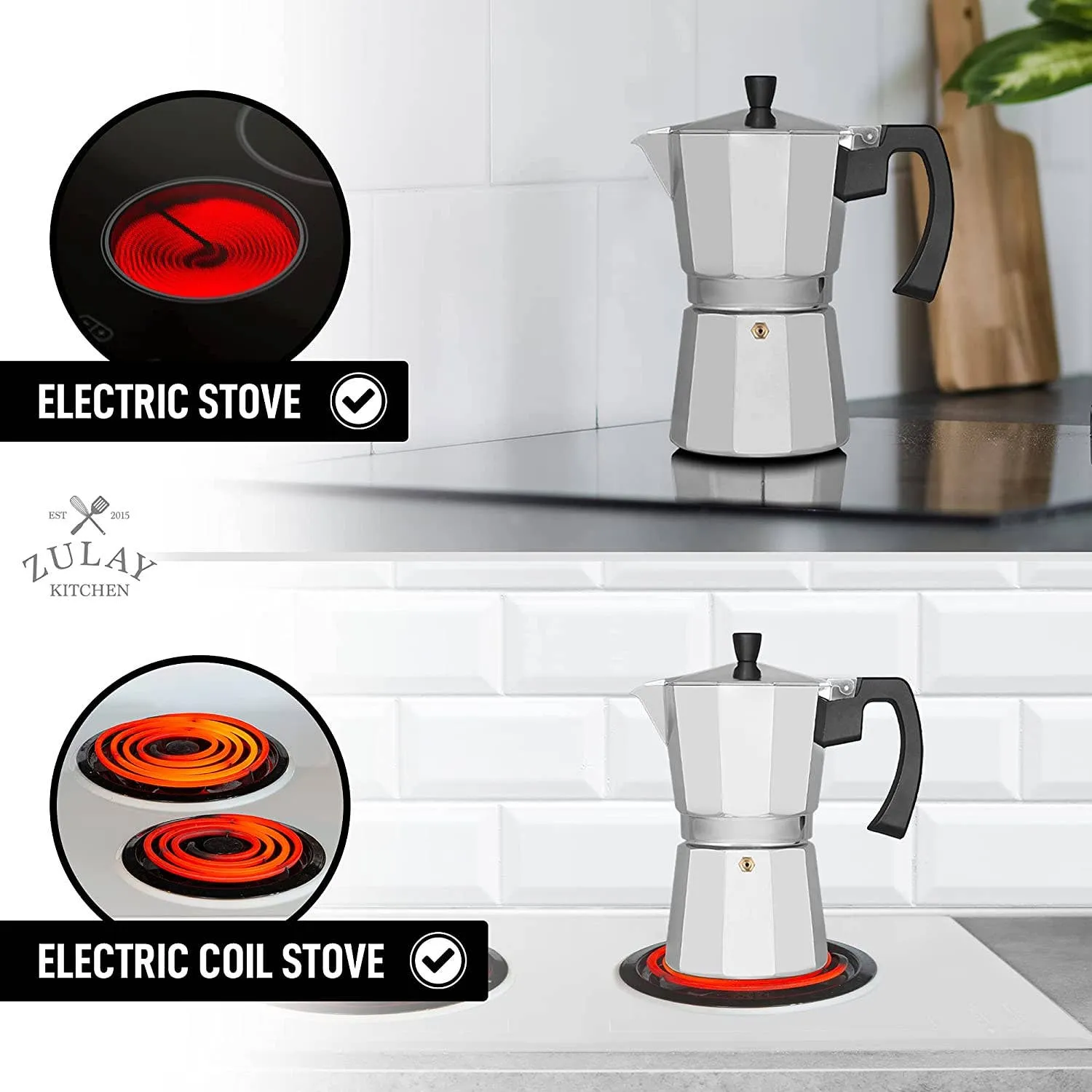 Classic Stovetop Espresso Cup Moka Pot: 5 cup - Dark Gray
