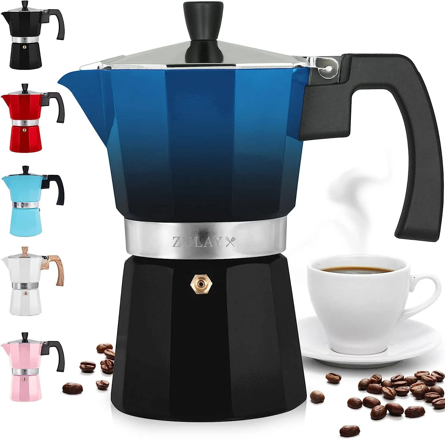 Classic Stovetop Espresso Cup Moka Pot: 5 cup - Dark Gray