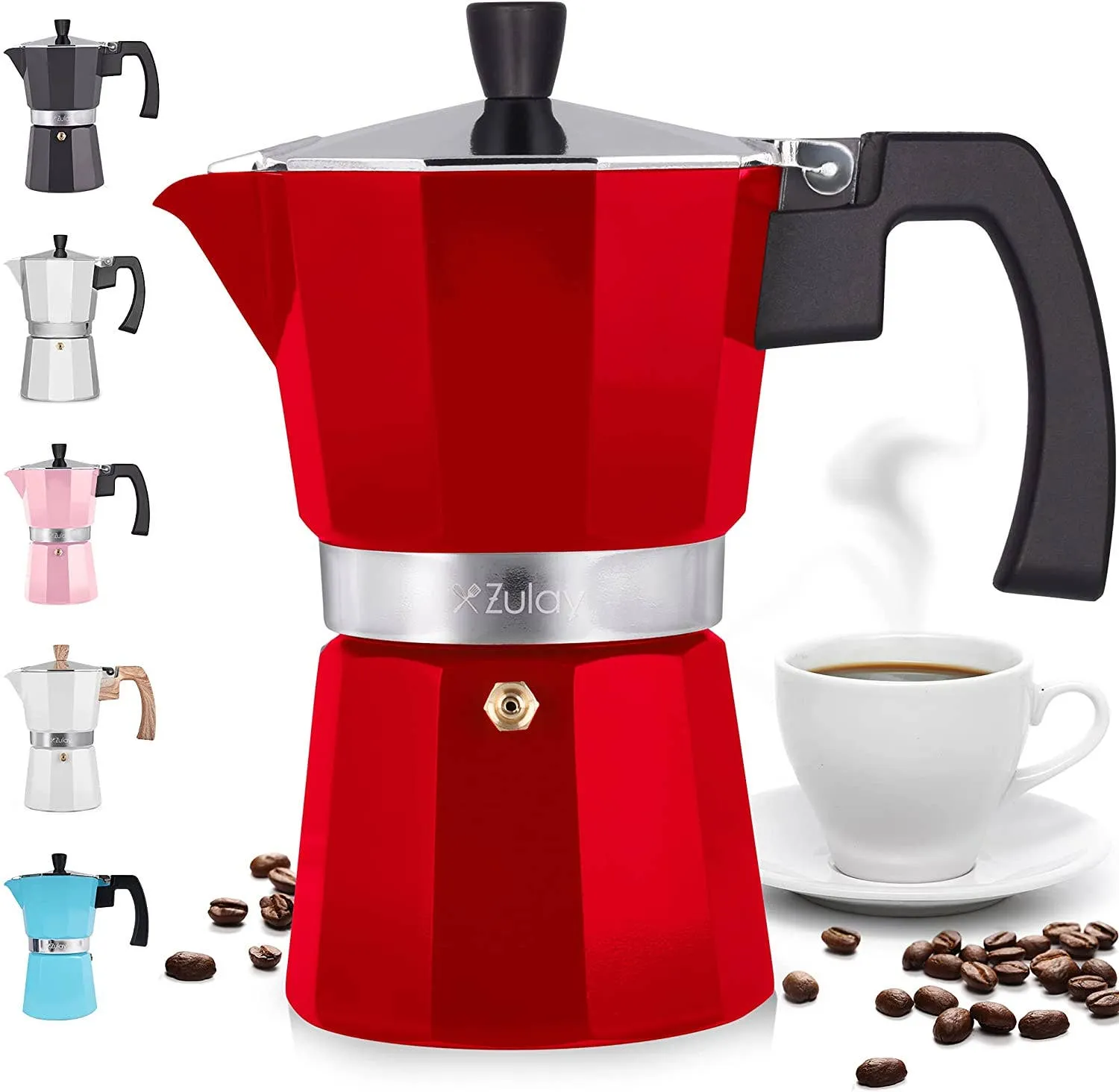 Classic Stovetop Espresso Cup Moka Pot: 5 cup - Dark Gray