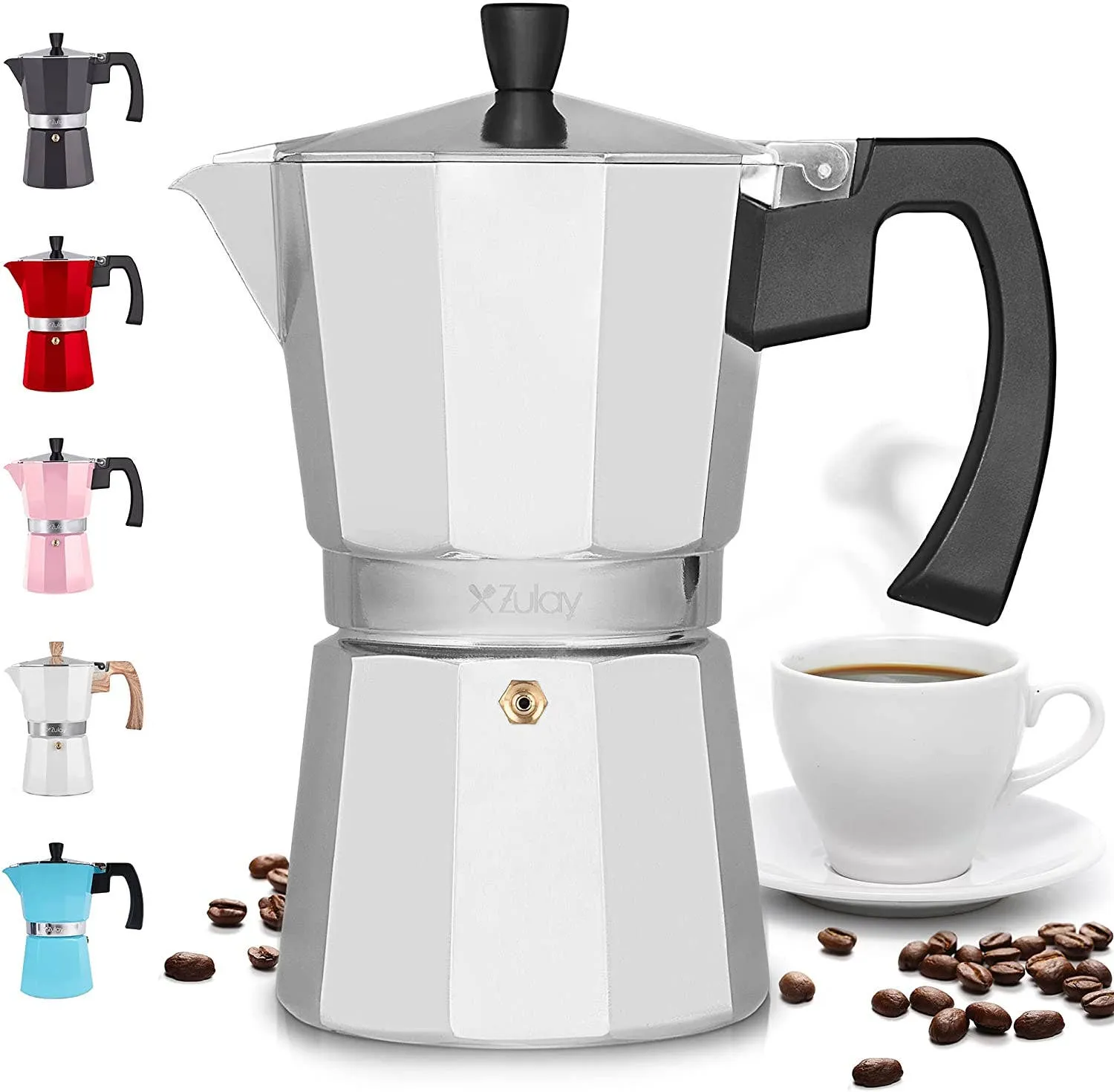 Classic Stovetop Espresso Cup Moka Pot: 5 cup - Dark Gray