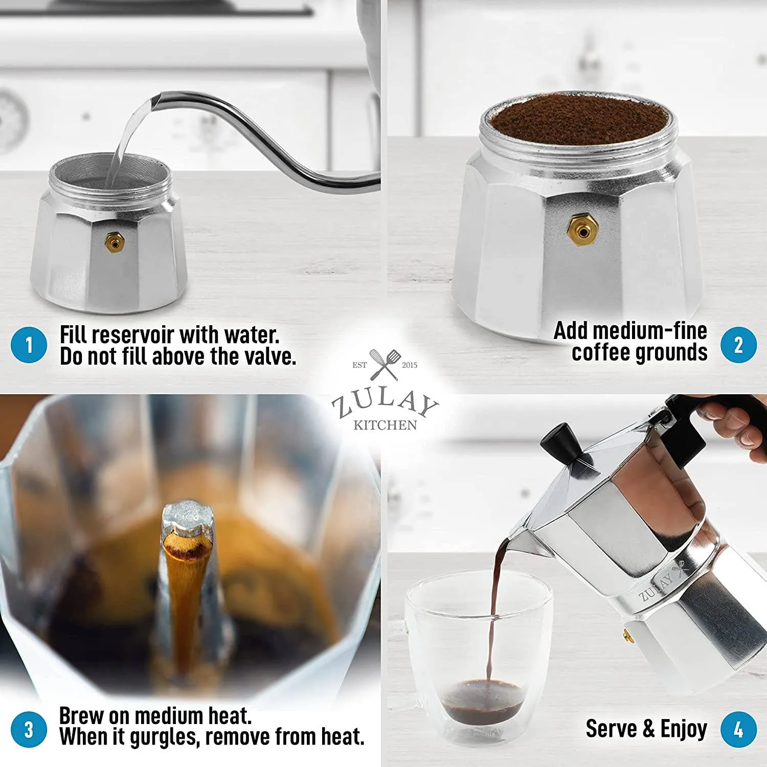 Classic Stovetop Espresso Cup Moka Pot: 5 cup - Dark Gray