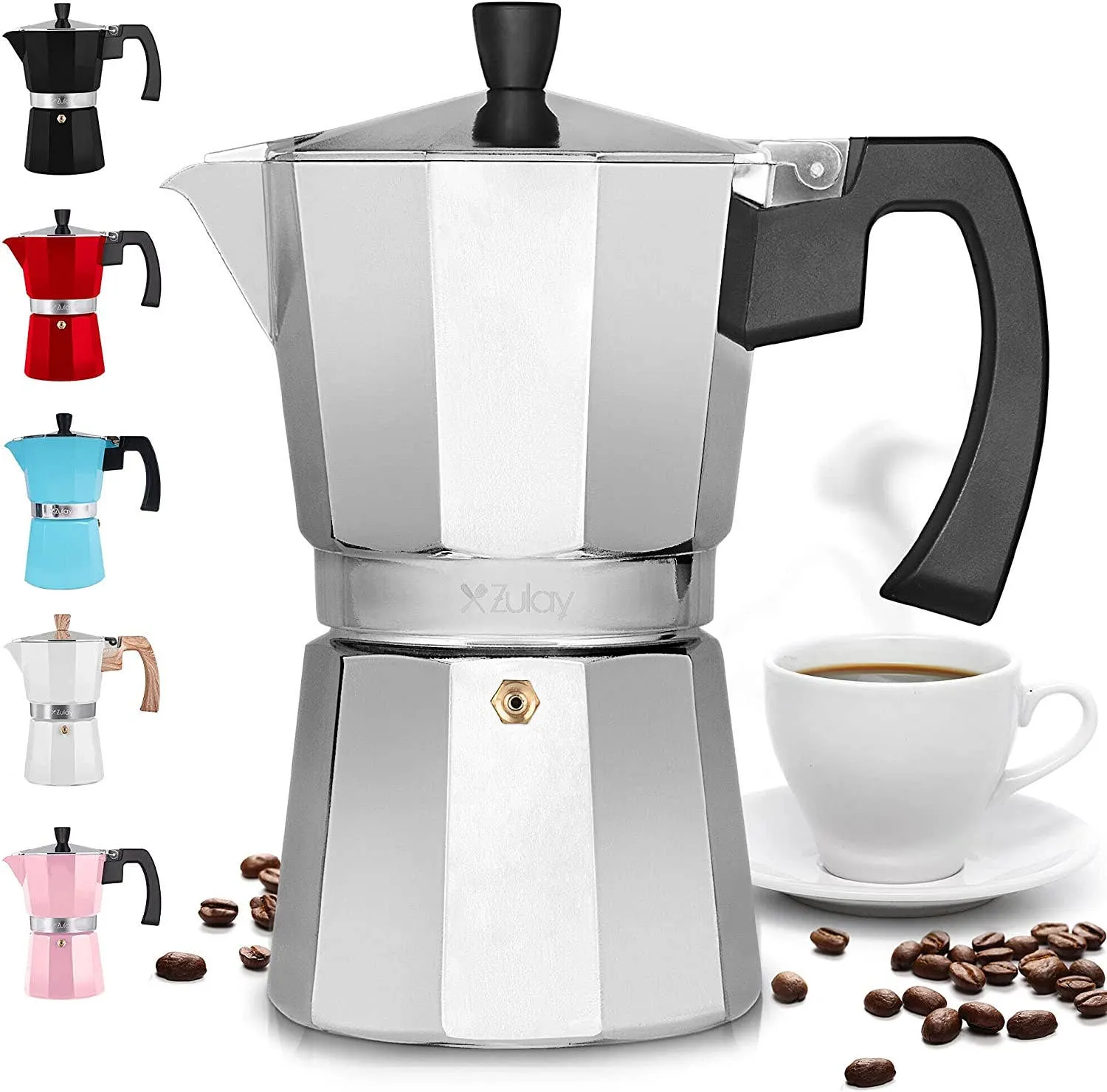 Classic Stovetop Espresso Cup Moka Pot: 5 cup - Dark Gray