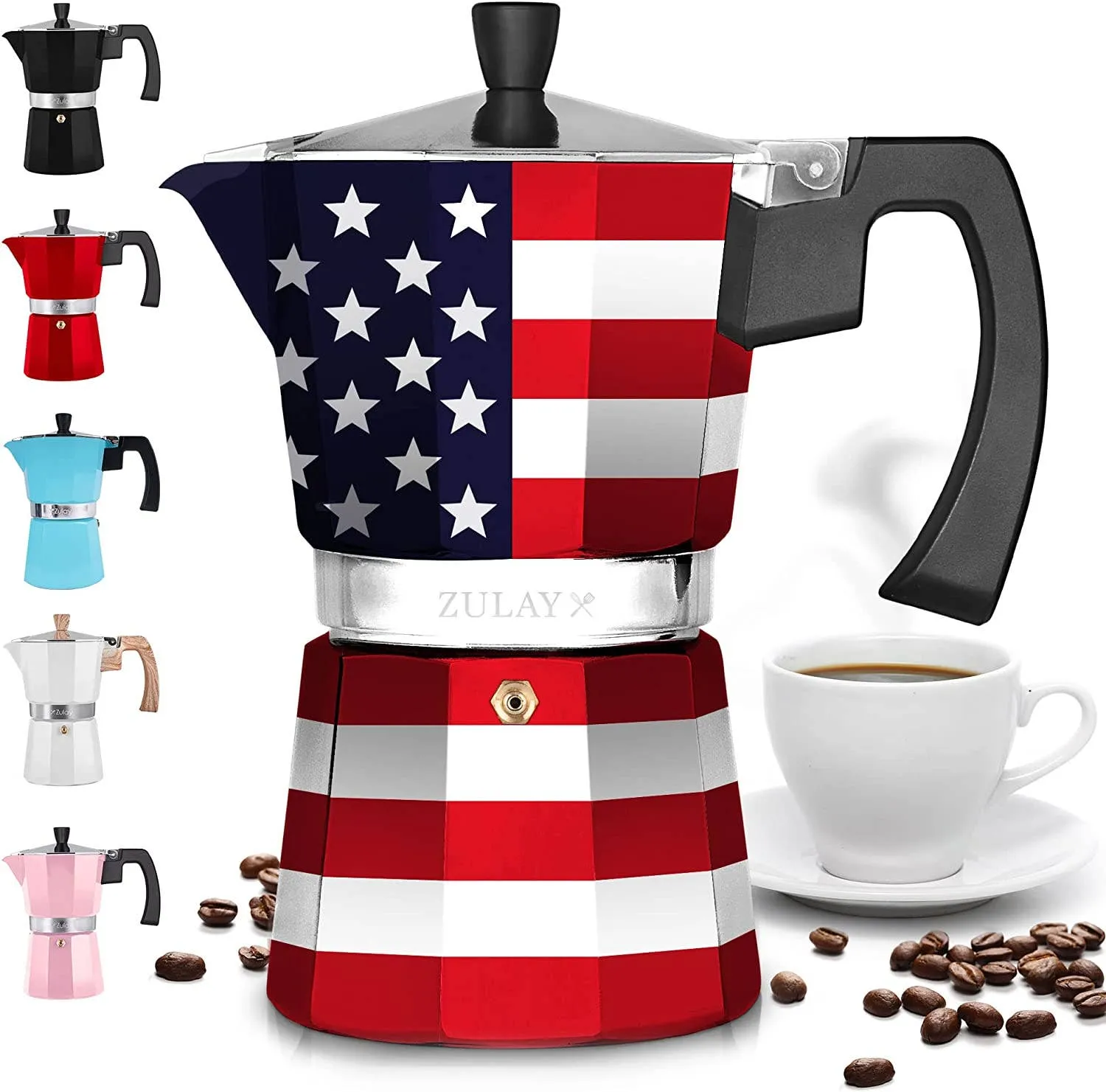 Classic Stovetop Espresso Cup Moka Pot: 5 cup - Dark Gray