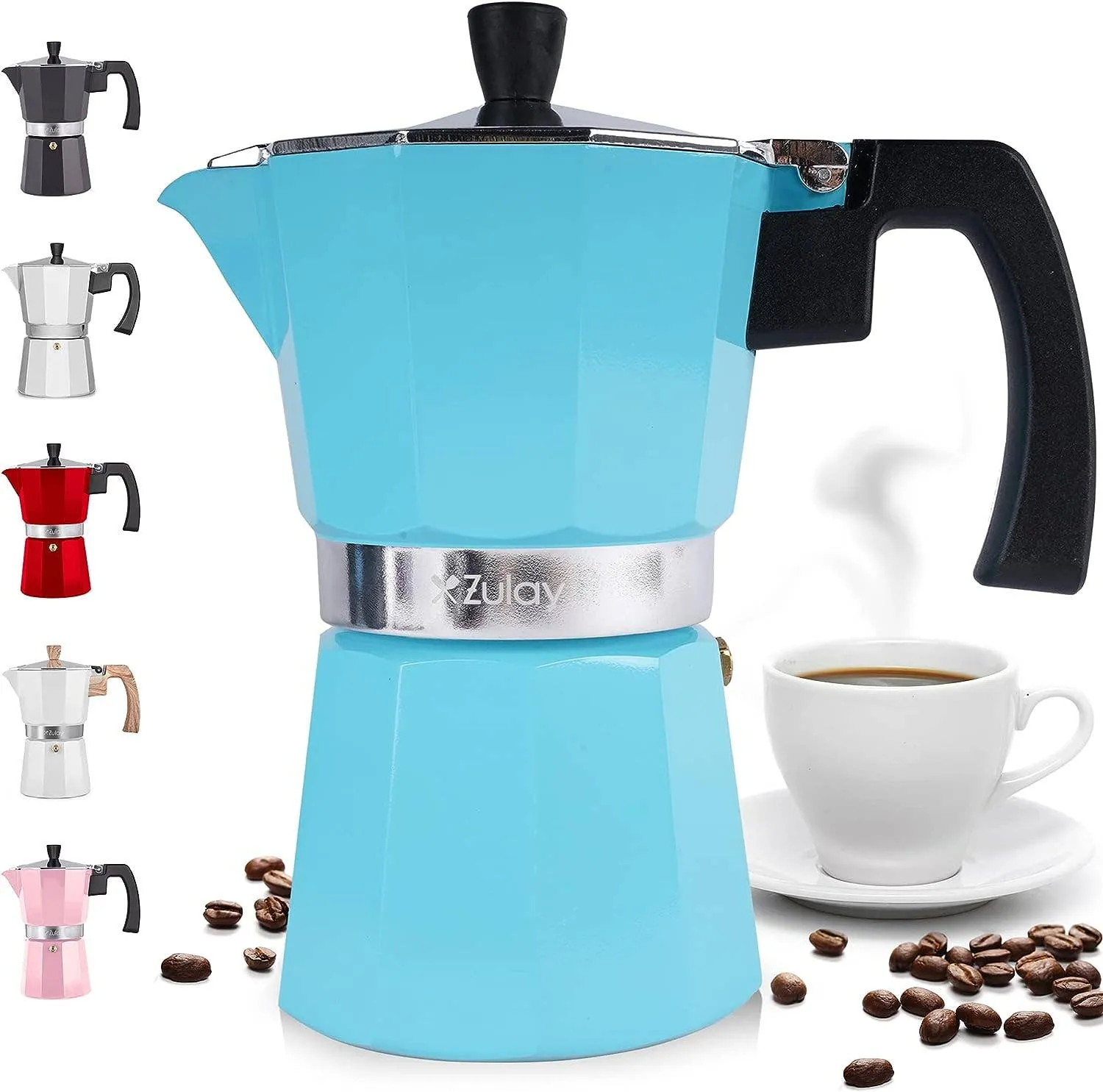 Classic Stovetop Espresso Cup Moka Pot: 5 cup - Dark Gray