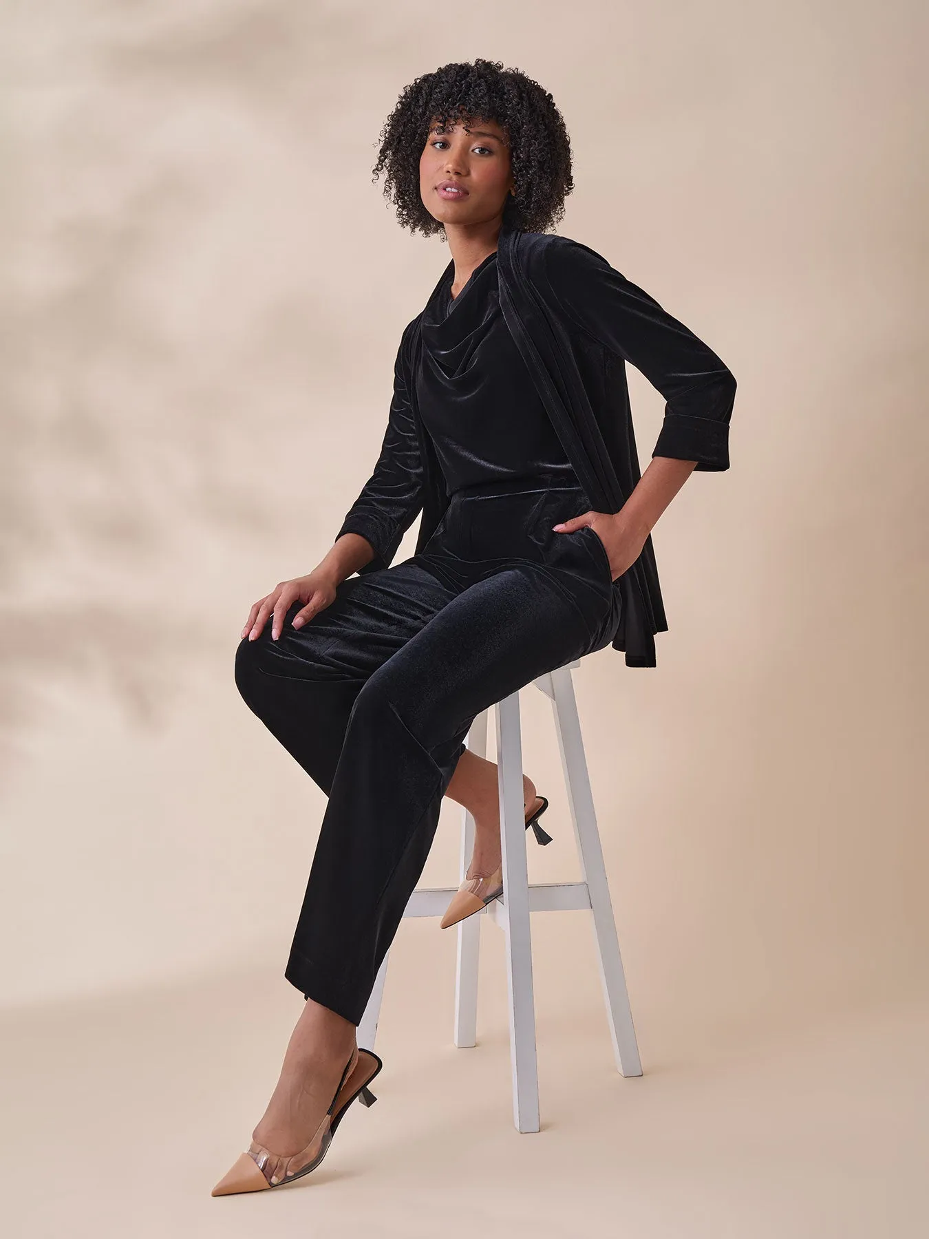Cuffed Sleeve Cardigan, Velvet