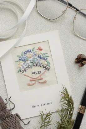 Custom Handmade Embroidered Birthday Card – Personalized Name & Date