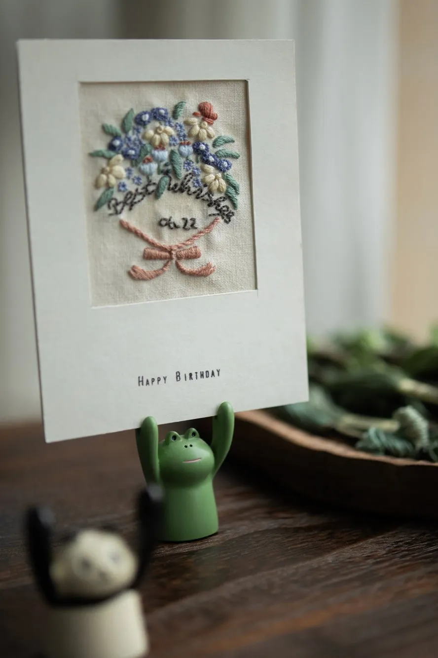 Custom Handmade Embroidered Birthday Card – Personalized Name & Date