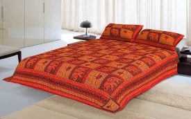 Designer Mart Kantha Work Embroidered Double Bed sheet with two pillow covers