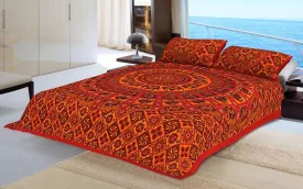 Designer Mart Kantha Work Embroidered Double Bed sheet with two pillow covers