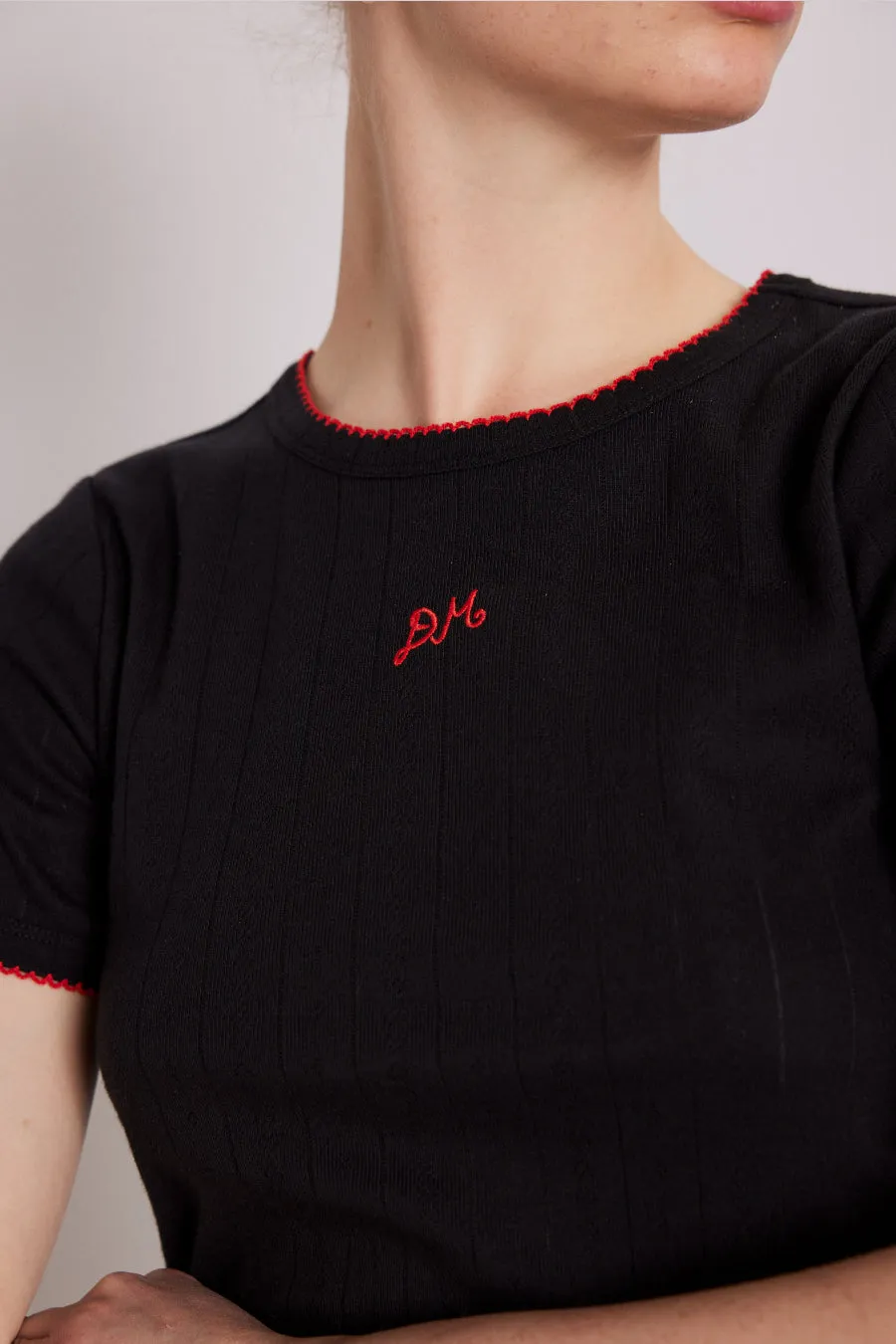 dm shrunken pointelle tee