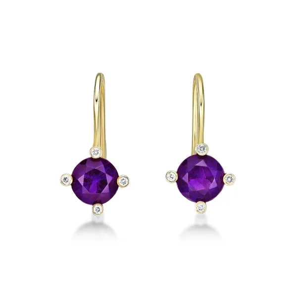 Donna Lacis - Amethyst and Diamond Hanging Earrings