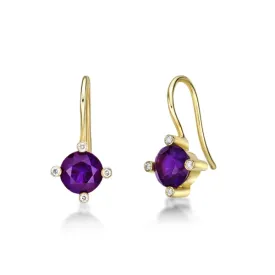 Donna Lacis - Amethyst and Diamond Hanging Earrings