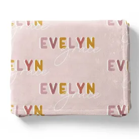 Dusty Pinks Retro Personalized Toddler Blanket