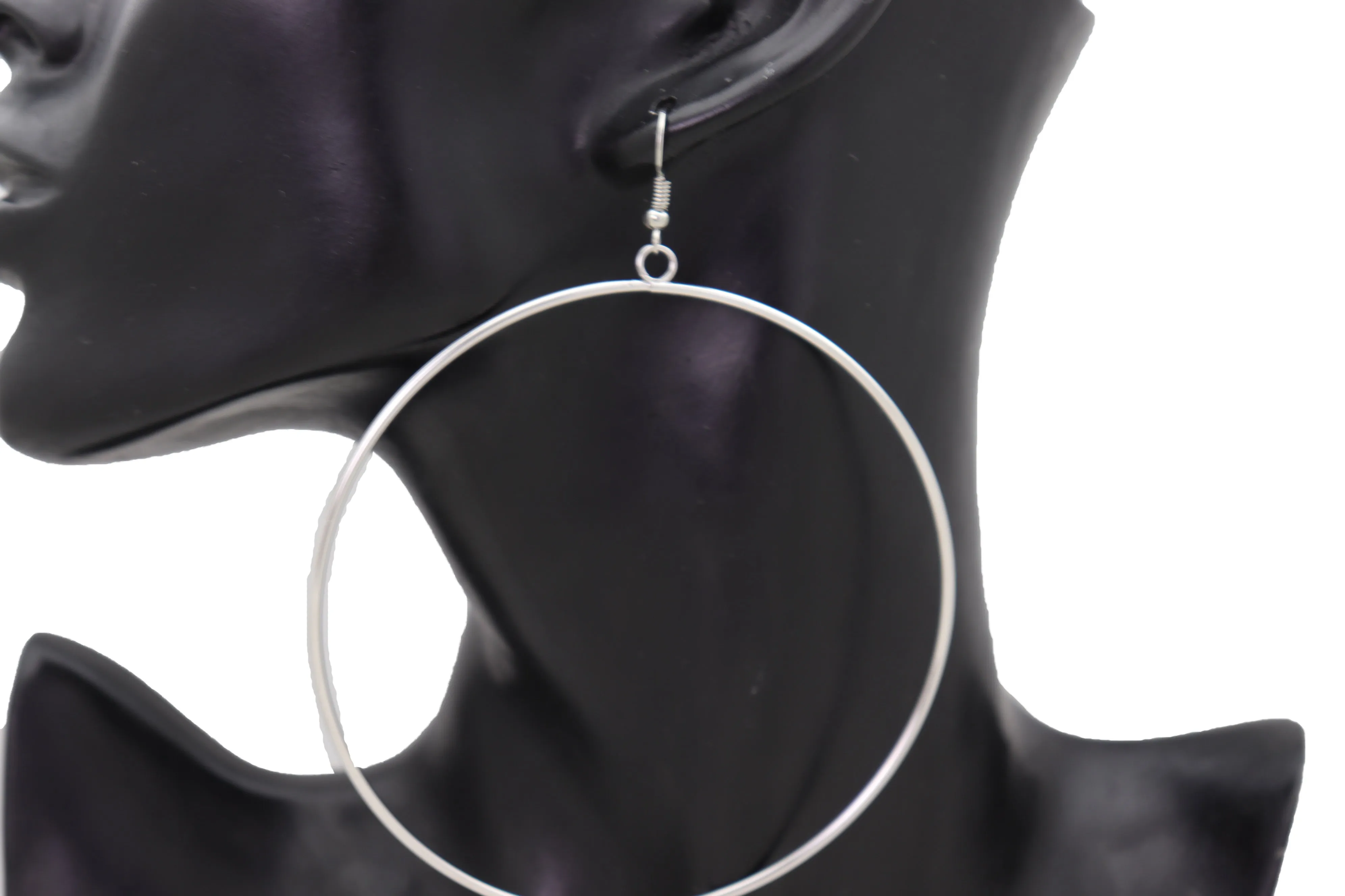 Earrings Set Silver Metal Casual Day Wear Large Size Hoop