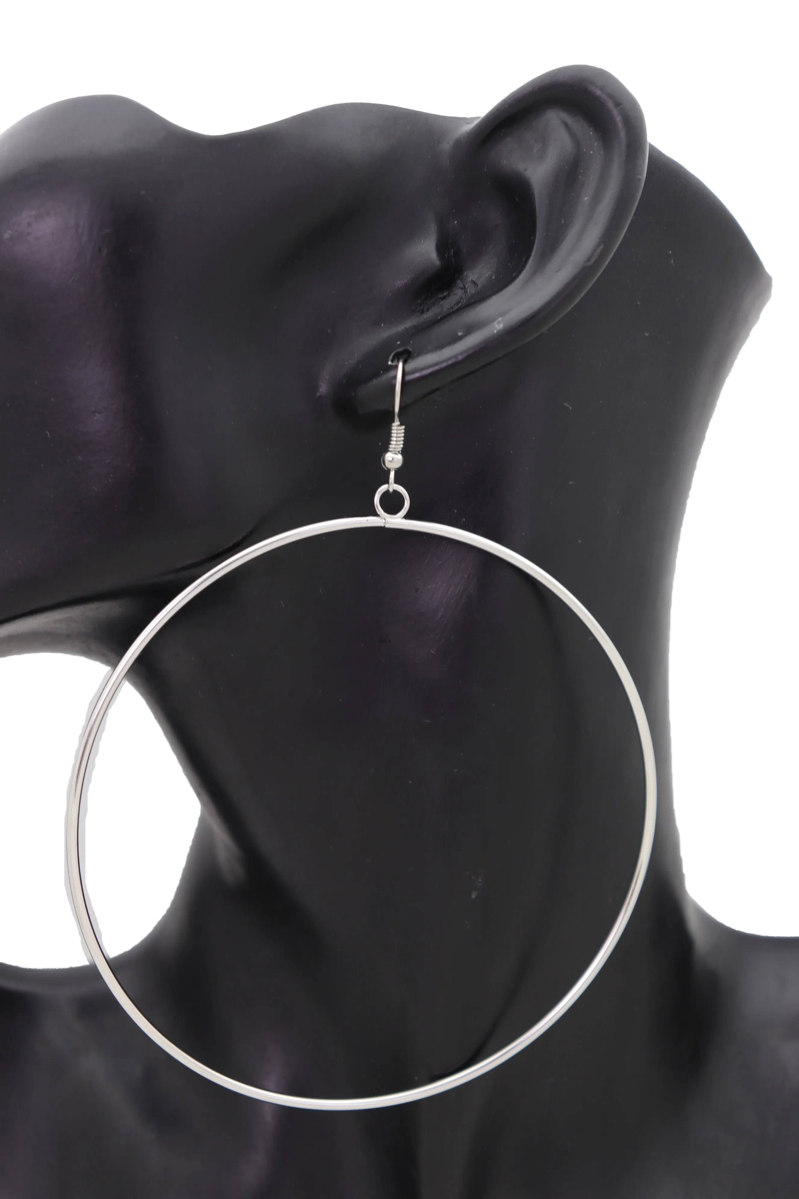 Earrings Set Silver Metal Casual Day Wear Large Size Hoop