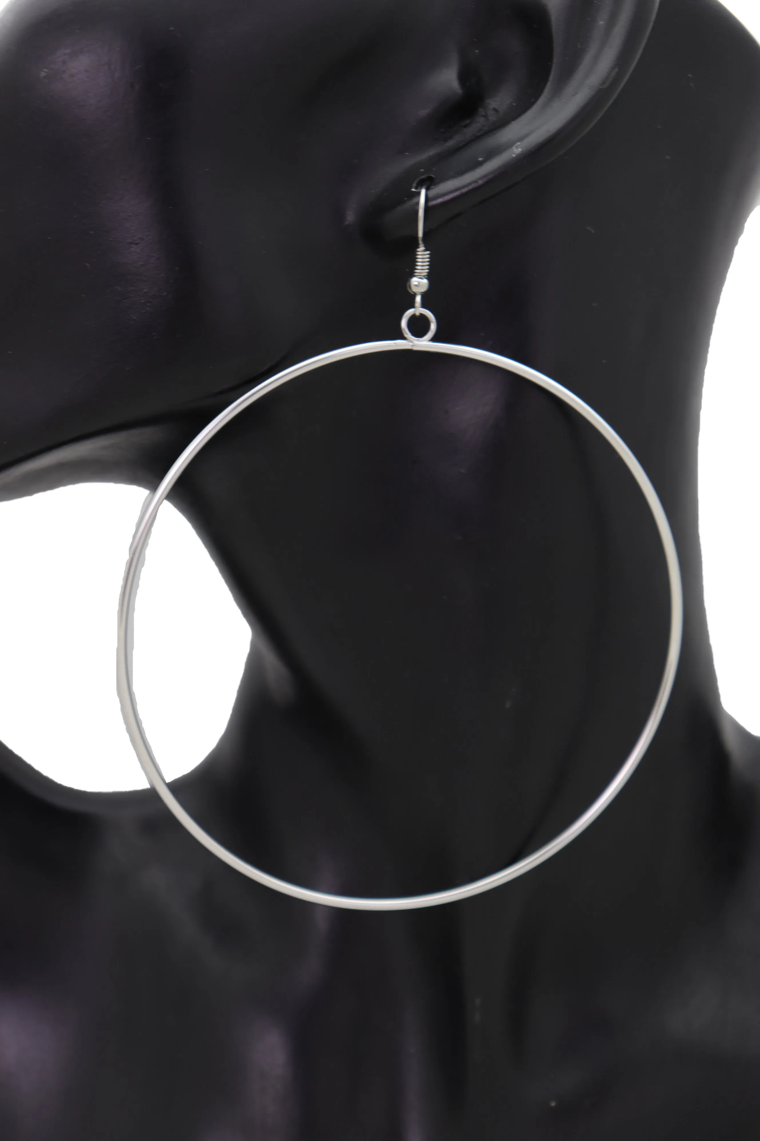 Earrings Set Silver Metal Casual Day Wear Large Size Hoop