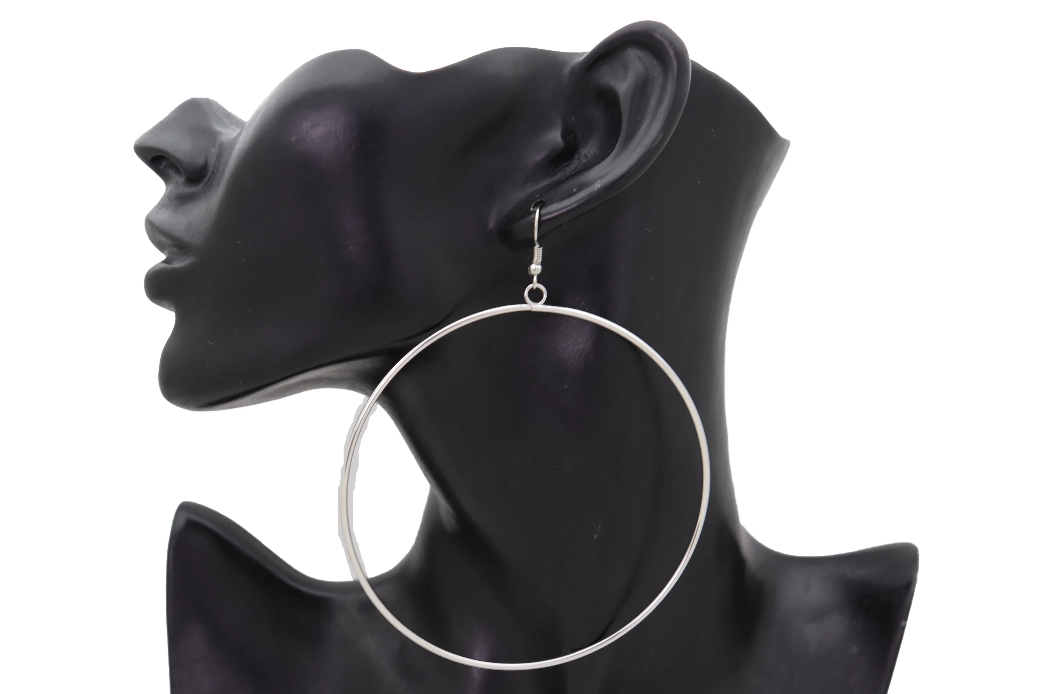 Earrings Set Silver Metal Casual Day Wear Large Size Hoop