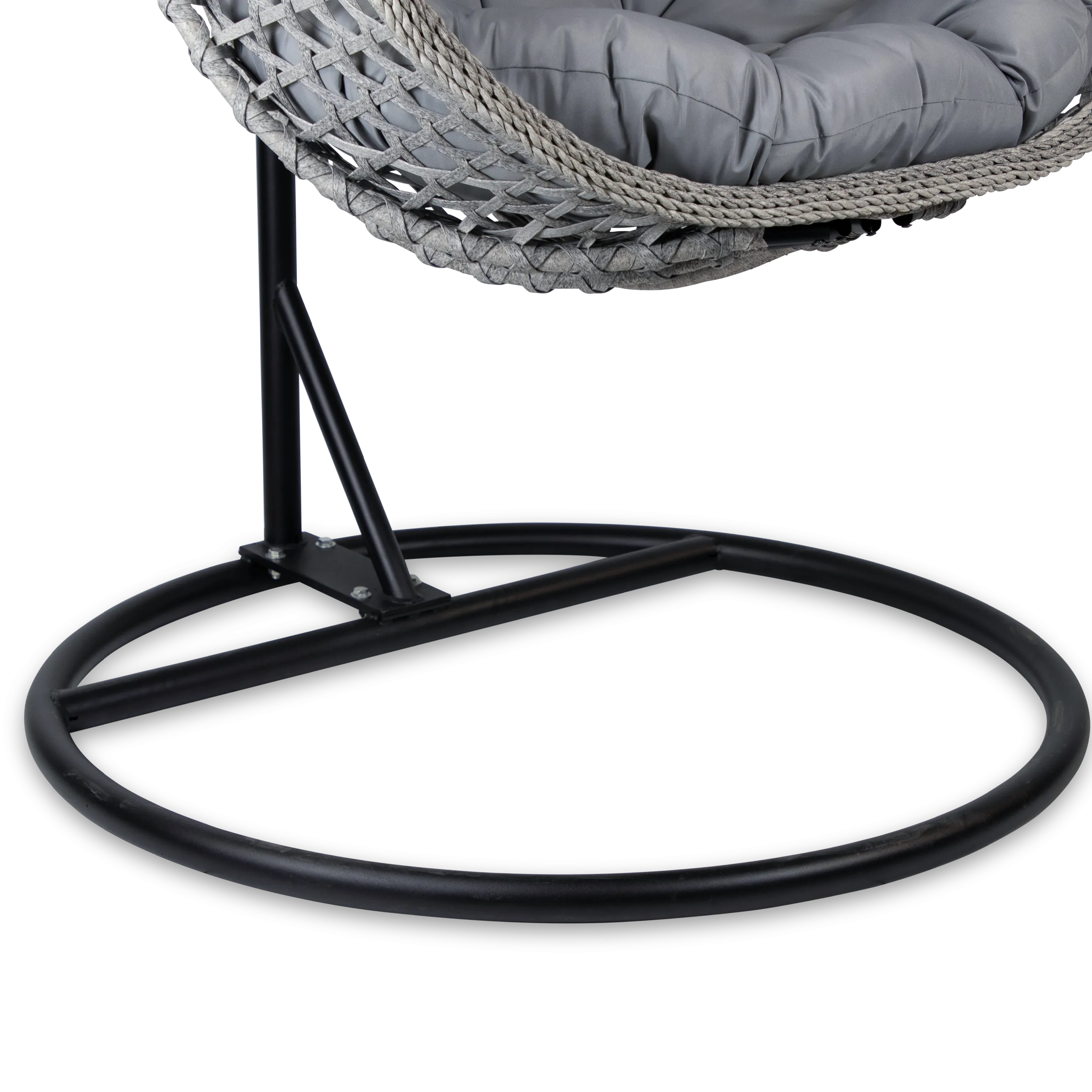 Elements Hanging Pod in Grey Wash Rattan and Charcoal SpunPoly Cushion