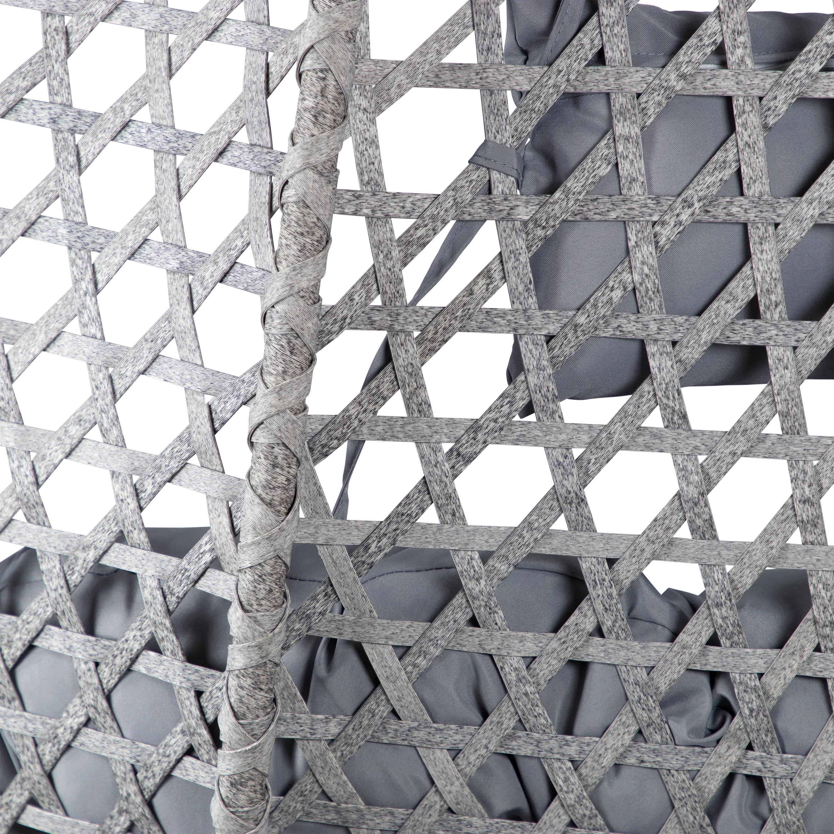 Elements Hanging Pod in Grey Wash Rattan and Charcoal SpunPoly Cushion
