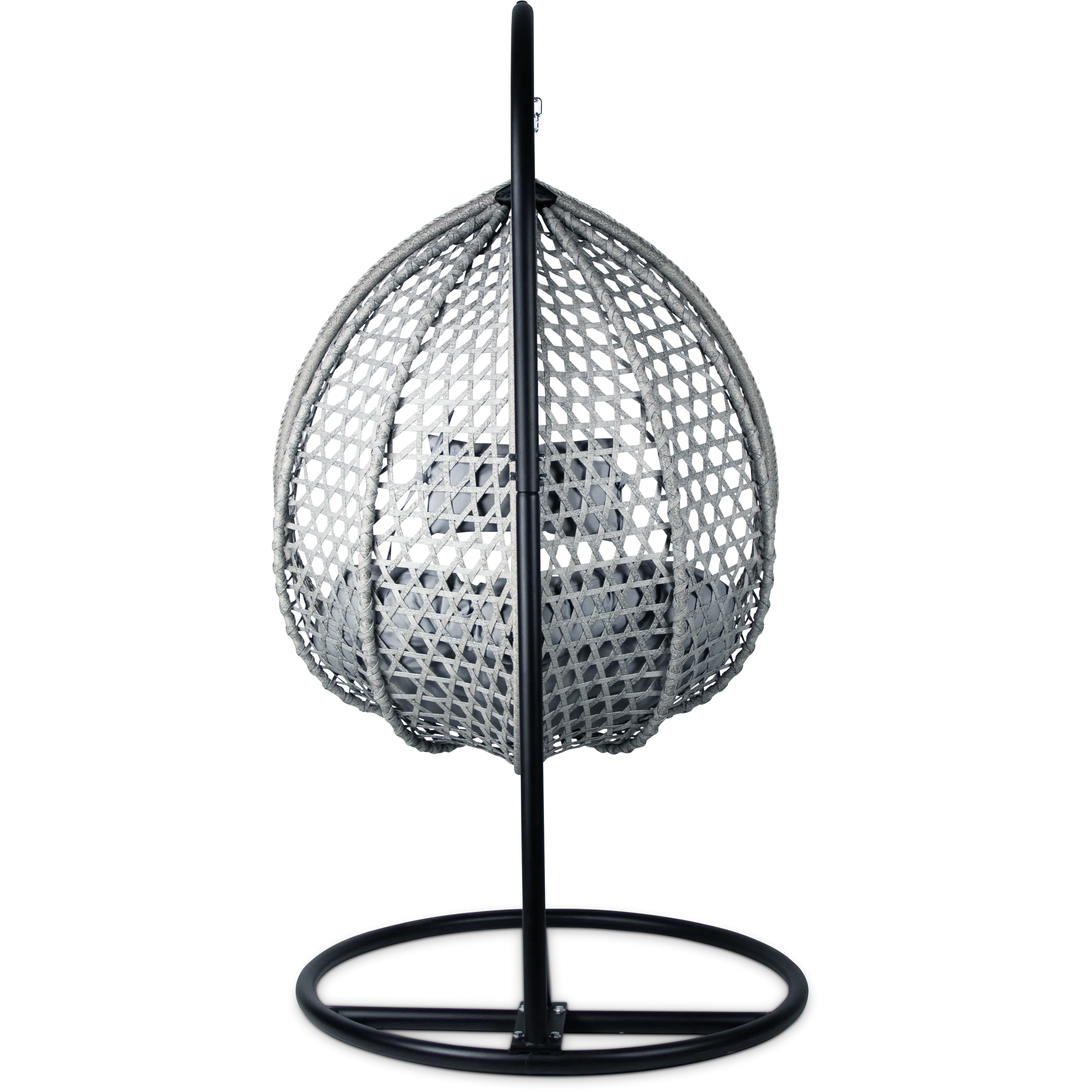 Elements Hanging Pod in Grey Wash Rattan and Charcoal SpunPoly Cushion