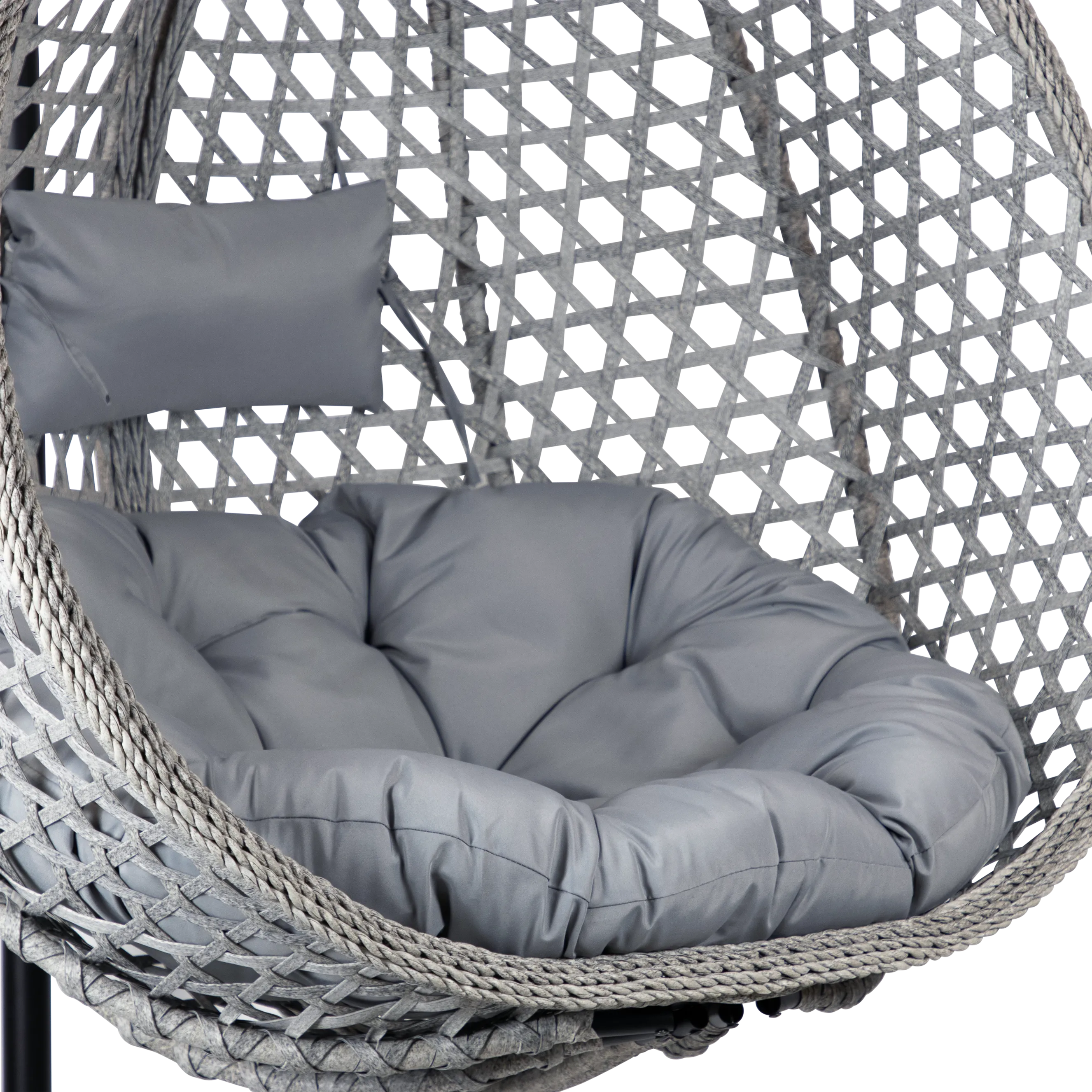 Elements Hanging Pod in Grey Wash Rattan and Charcoal SpunPoly Cushion
