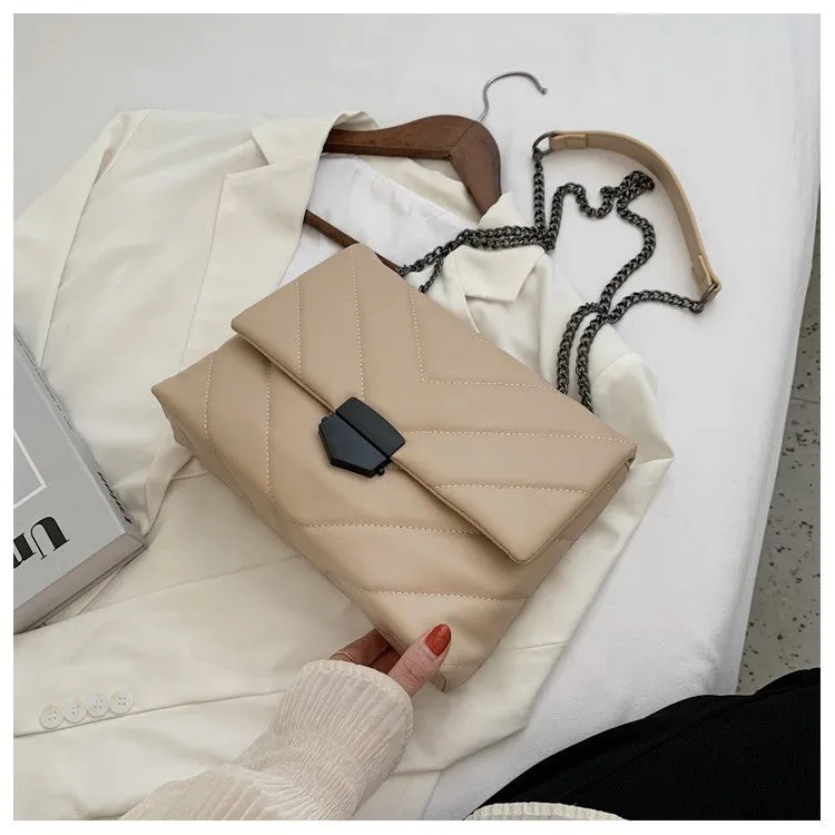 Embroidered PU Leather Crossbody Bag – Stylish Branded Shoulder Handbag for Women