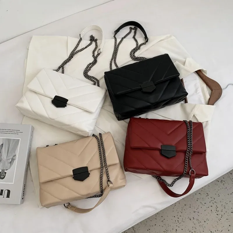 Embroidered PU Leather Crossbody Bag – Stylish Branded Shoulder Handbag for Women