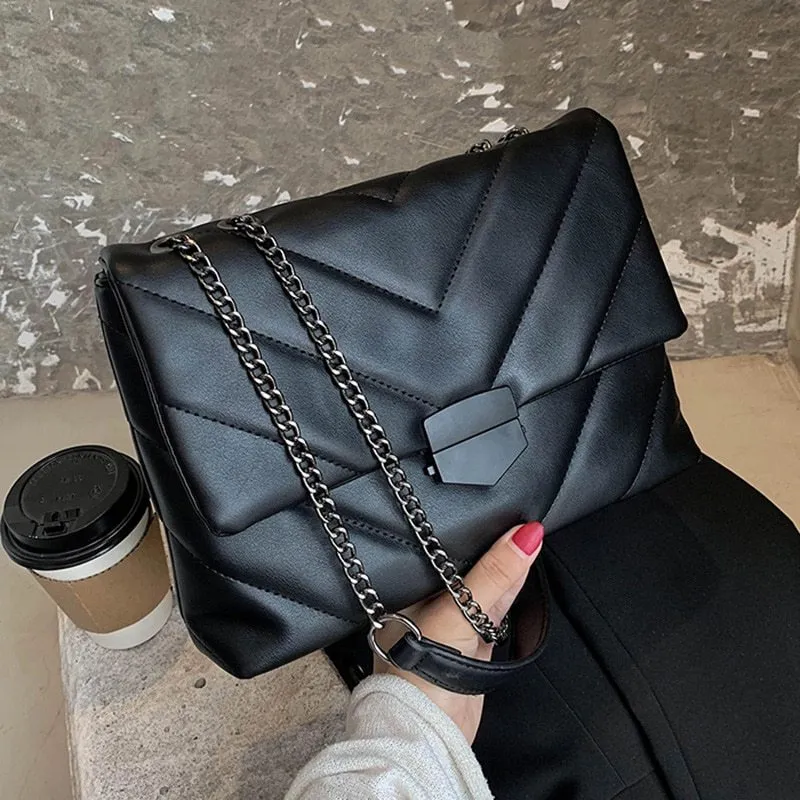 Embroidered PU Leather Crossbody Bag – Stylish Branded Shoulder Handbag for Women