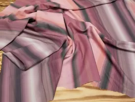 End of BOlt: 3/4th yard of Nylon Spandex Two Tone Mauve and Pink Watercolor Vertical Stripes Activewear/Swimwear Knit-End of Bolt