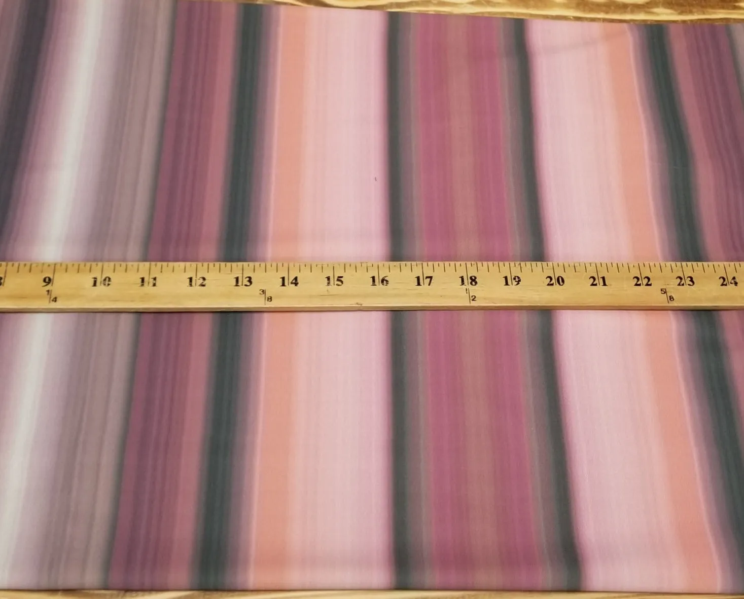 End of BOlt: 3/4th yard of Nylon Spandex Two Tone Mauve and Pink Watercolor Vertical Stripes Activewear/Swimwear Knit-End of Bolt