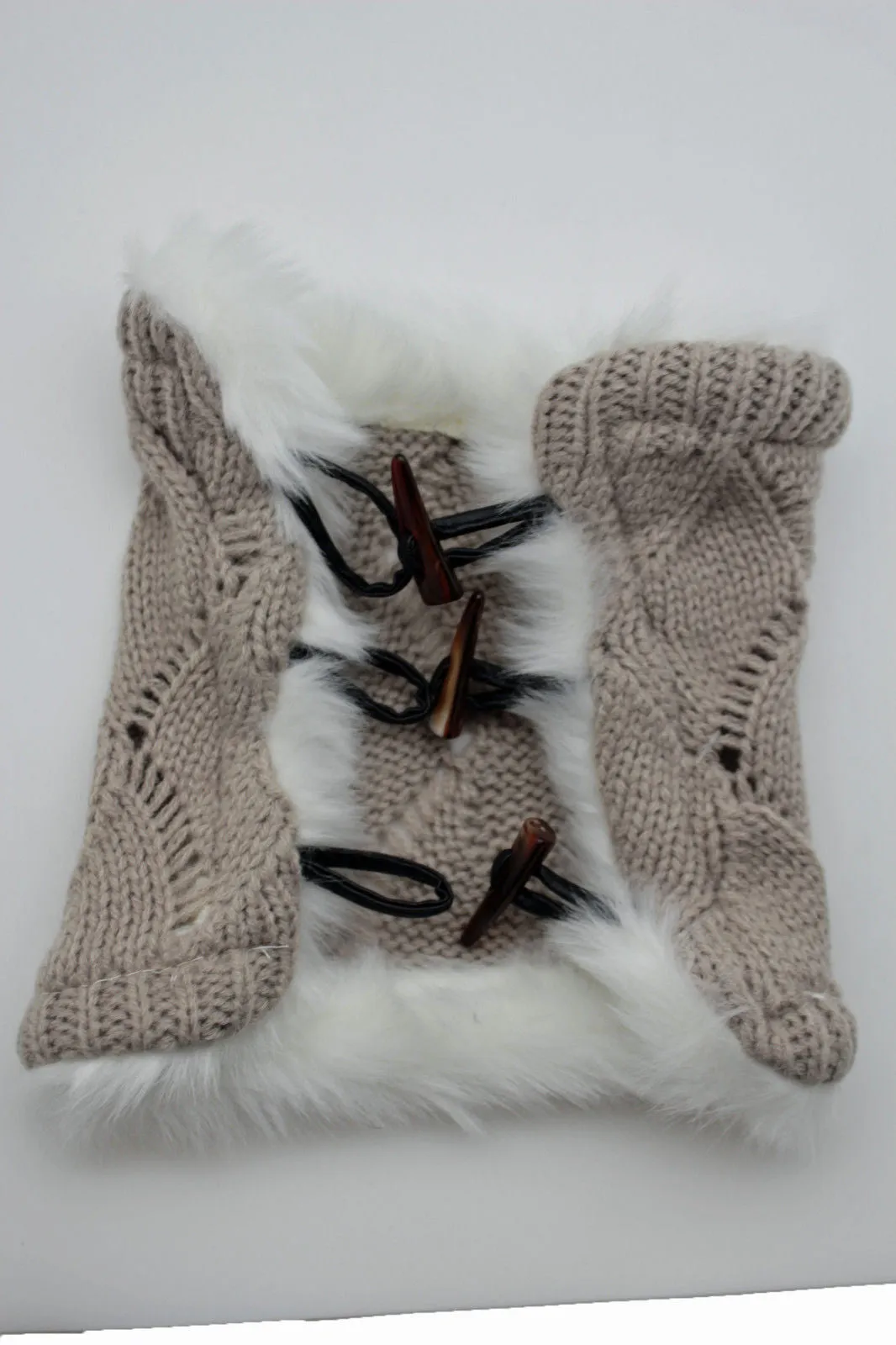 Faux Fur Fabric Slip On Pair Warmer Knit Boot Toppers