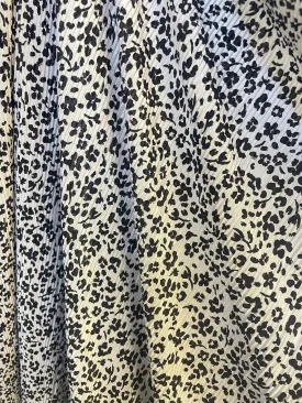 Floral Printed Micro Pleated Poly - Black & White