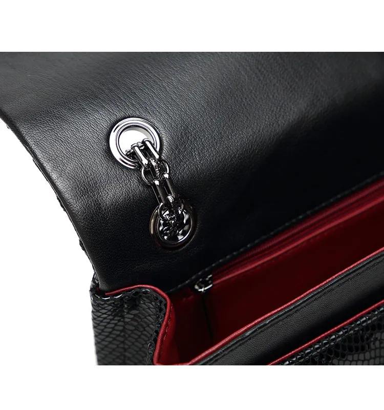 Genuine Caviar Leather Classic Flap Bag | Chain Strap Lock Bag, Leather Shoulder Purse, Diamond and V Geometric
