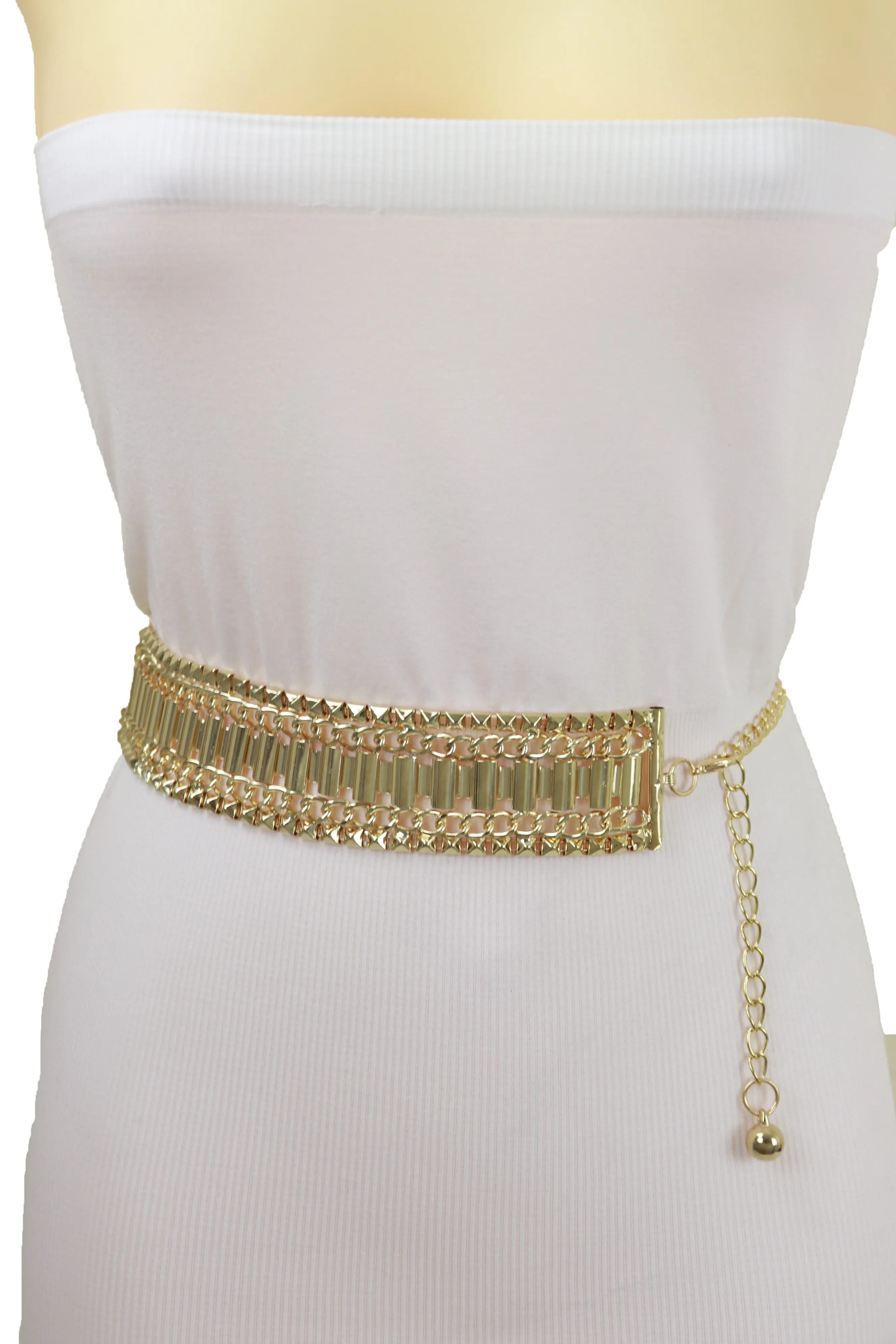 Gold Metal Chain Fashion Belt Hip High Waist Size S M L