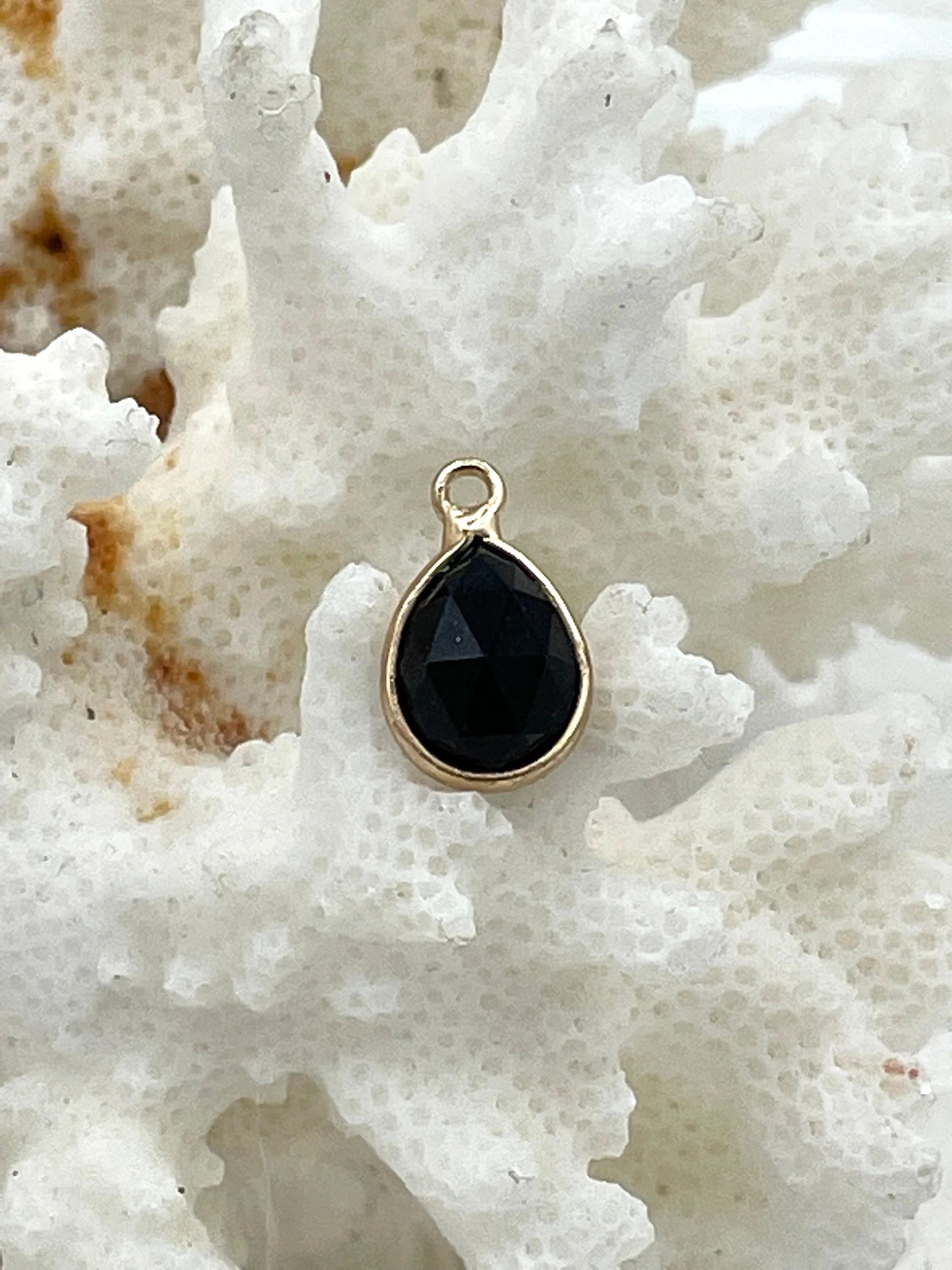 Gold Soldered Black Stone Pendant , 2 Shapes .Stone Pendant Fast Ship