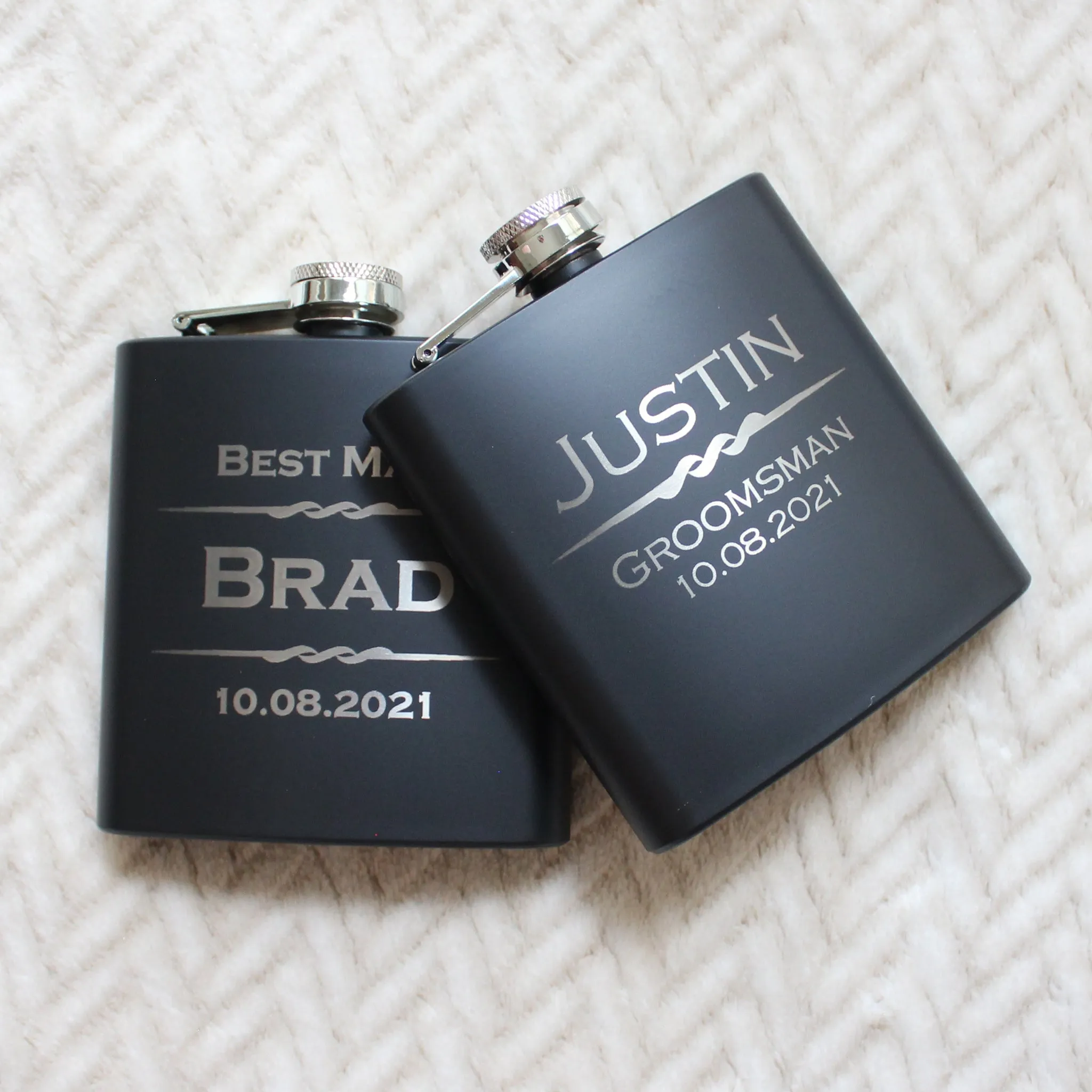 Groom Gift - Flask Set W/ Shot Glasses