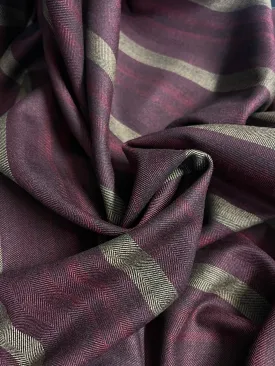 Herringbone Stripe Wool Blend - Burgundy & Yellow