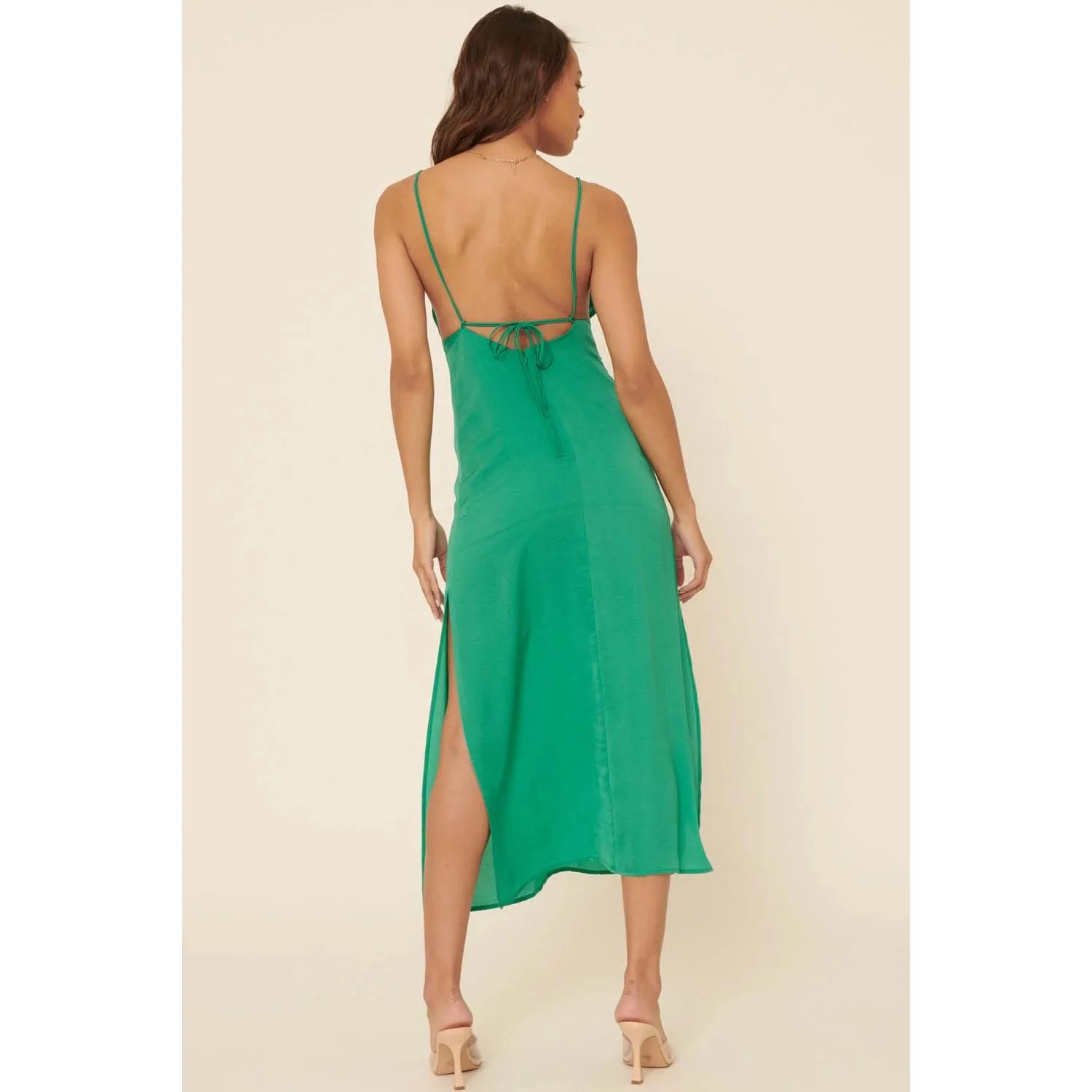 Hybrid Halter & Spaghetti Strap Cutout Midi Dress