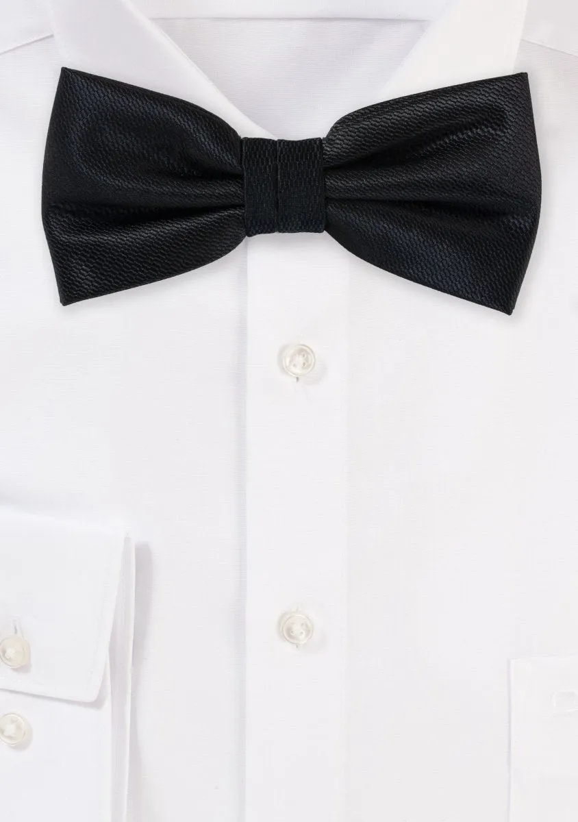 Jet Black Small Texture Bowtie